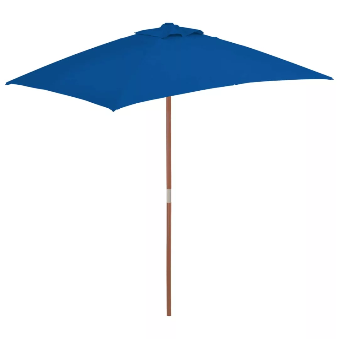Sonnenschirm Mit Holzmast Blau 150x200 Cm günstig online kaufen