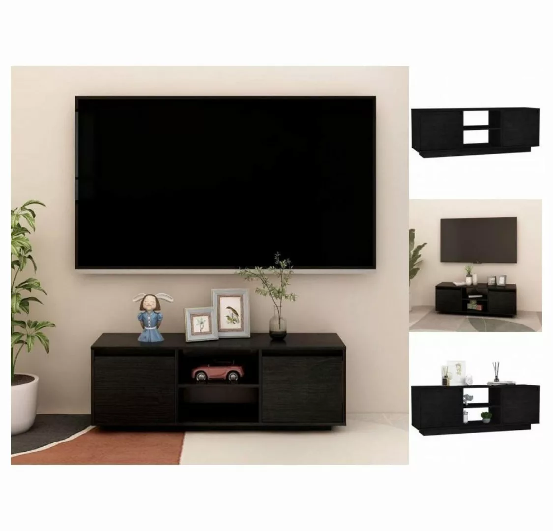 vidaXL TV-Schrank TV-Schrank Schwarz 110x30x40 cm Massivholz Kiefer Lowboar günstig online kaufen