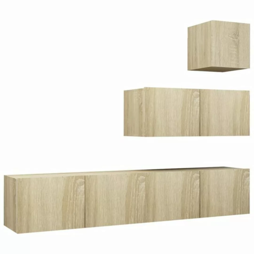 furnicato TV-Schrank 4-tlg. TV-Schrank-Set Sonoma-Eiche Holzwerkstoff (1-St günstig online kaufen