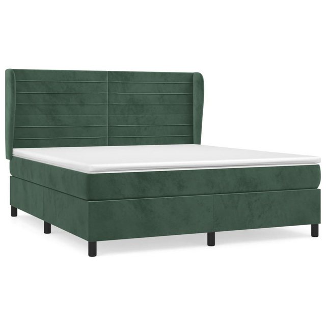 vidaXL Boxspringbett, Boxspringbett mit Matratze Dunkelgrün 160x200 cm Samt günstig online kaufen