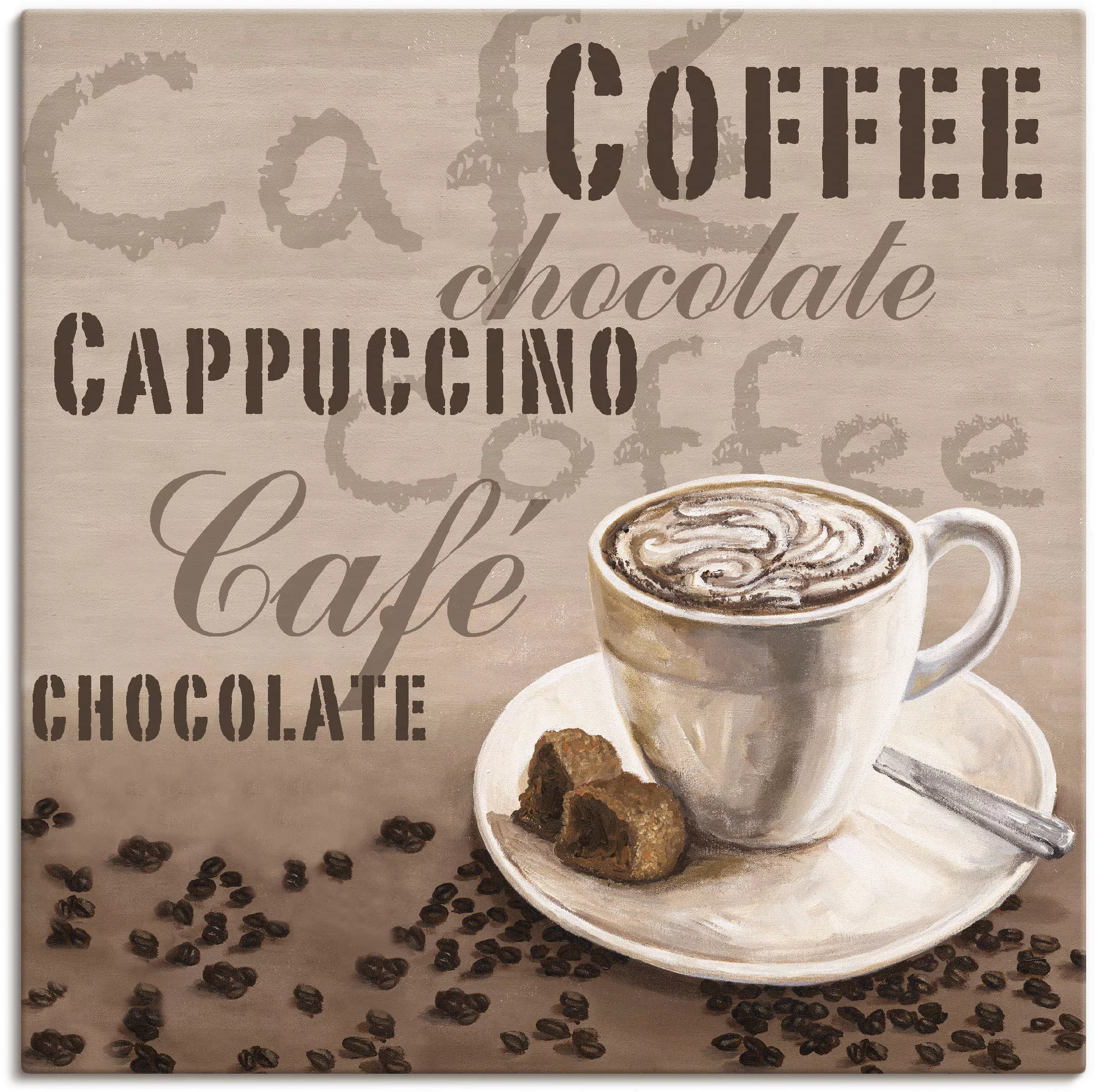 Artland Leinwandbild "Schokolade - Cappucino", Getränke, (1 St.), auf Keilr günstig online kaufen