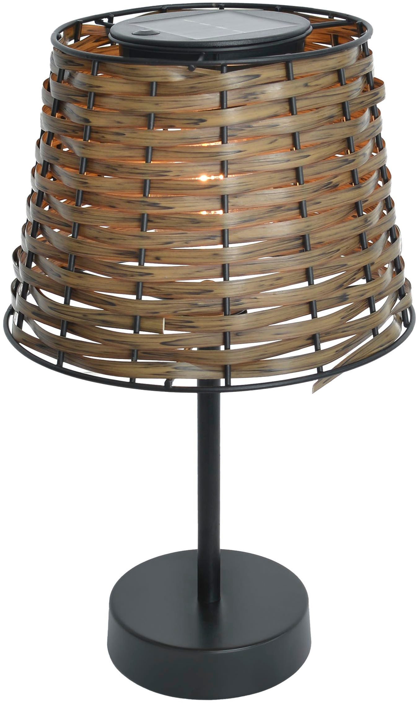 näve Außen-Tischleuchte "Solar-Tisch-Leuchte Rattan braun "RADA"", Inkl. Dä günstig online kaufen