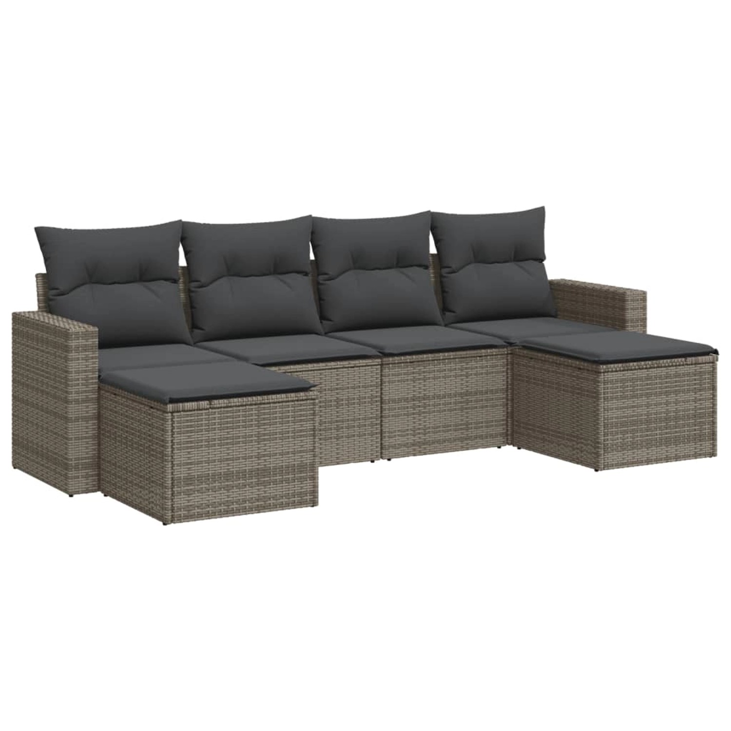 vidaXL 6-tlg Garten-Sofagarnitur mit Kissen Grau Poly Rattan Modell 48 günstig online kaufen