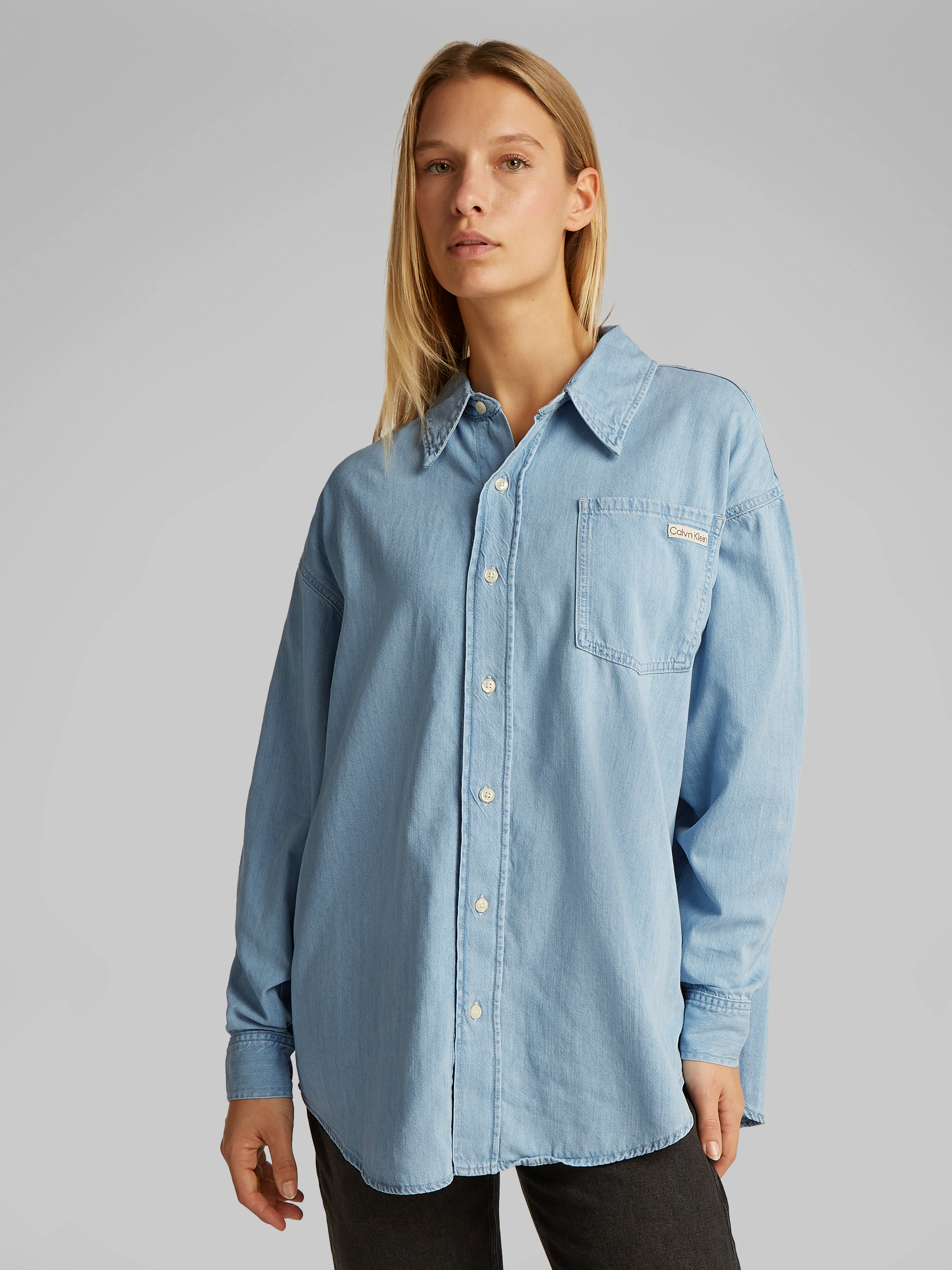 Calvin Klein Jeans Jeansbluse "OVERSIZED LS DENIM SHIRT", mit Logostickerei günstig online kaufen