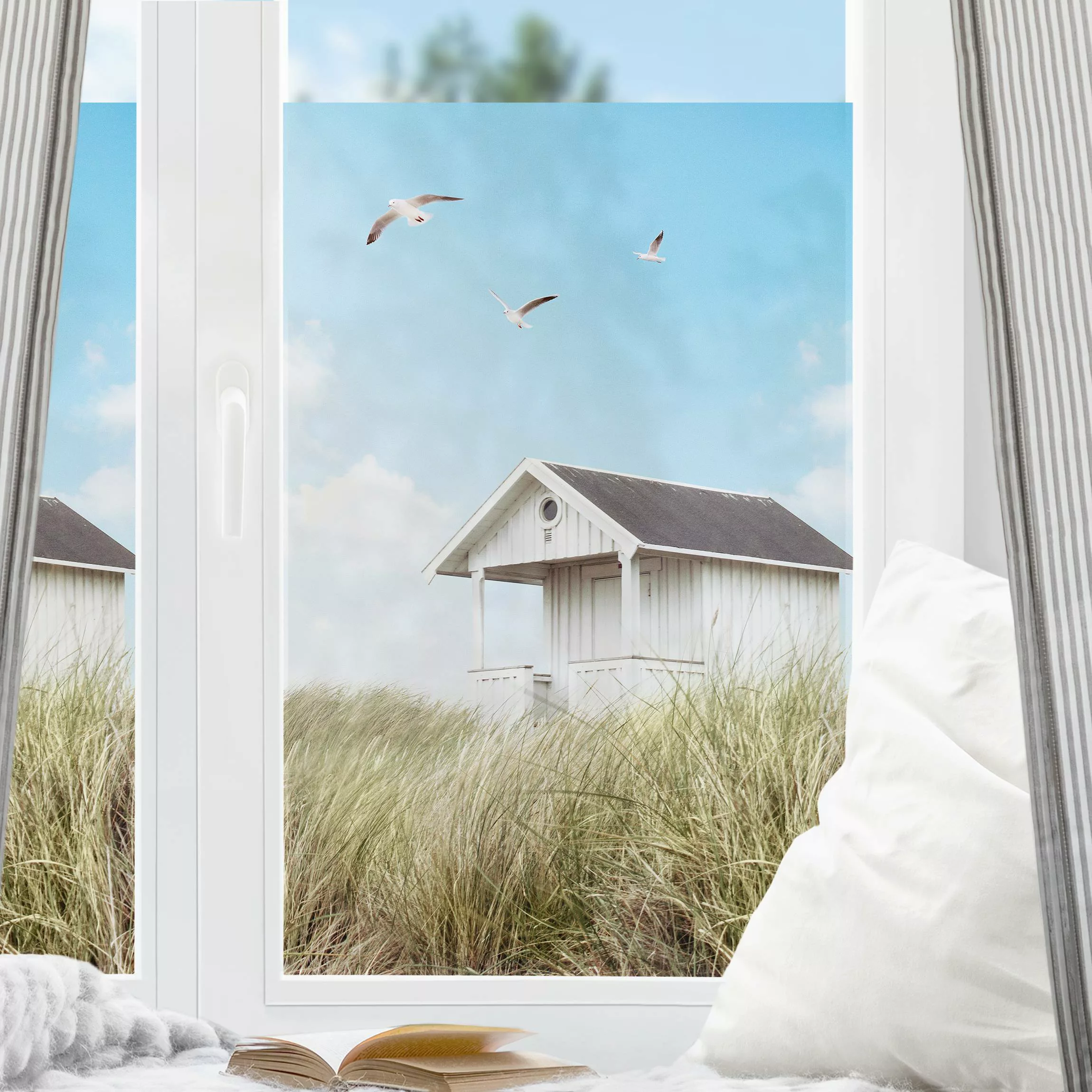 Fensterfolie Holzhütte am Strand günstig online kaufen