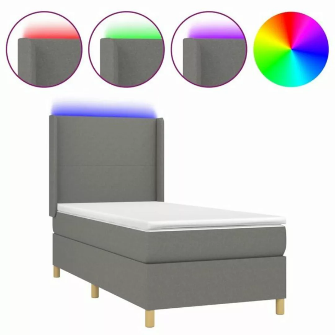 vidaXL Boxspringbett Boxspringbett mit Matratze LED Dunkelgrau 80x200 cm St günstig online kaufen