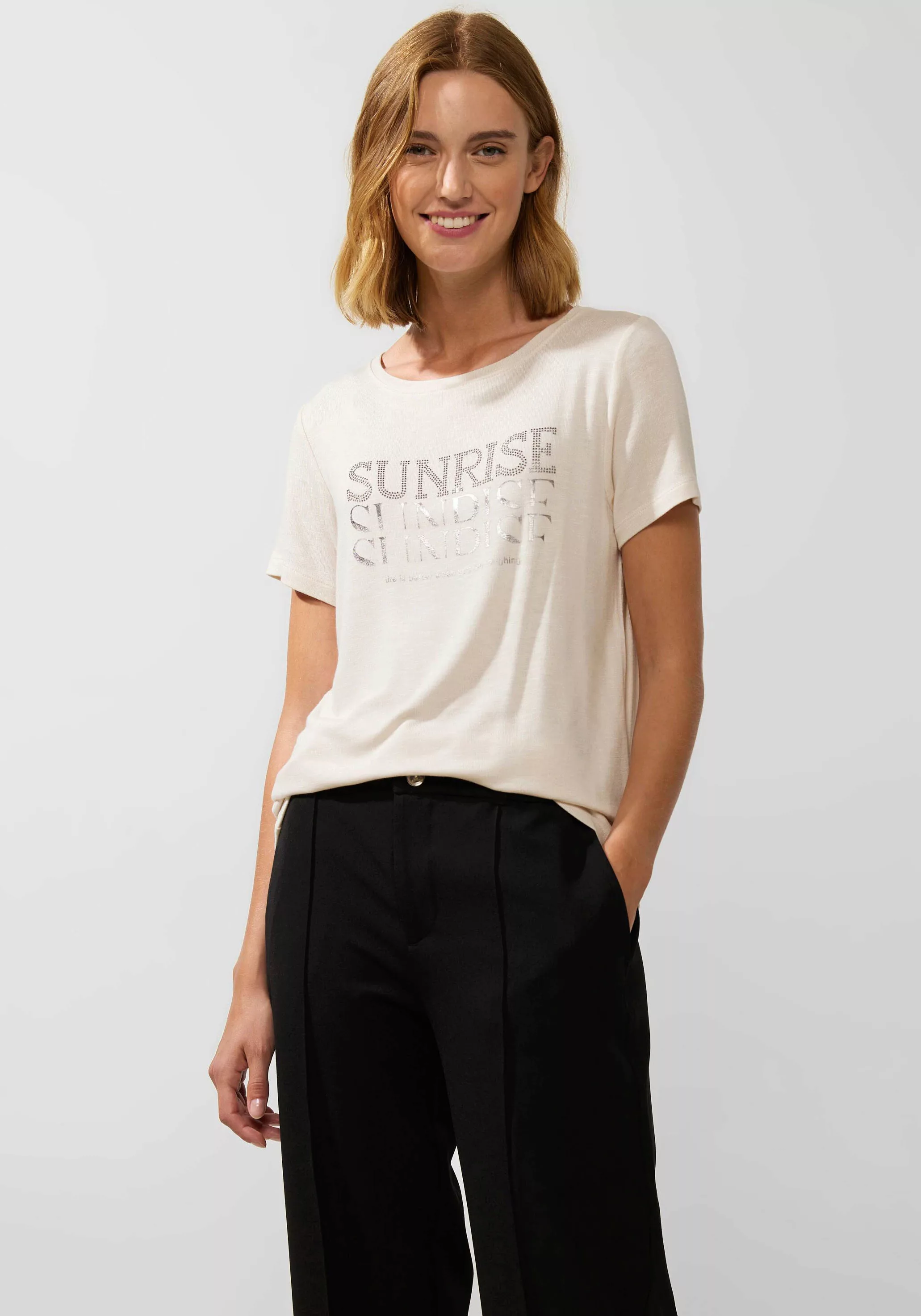 STREET ONE T-Shirt LTD QR stone wording shirt günstig online kaufen