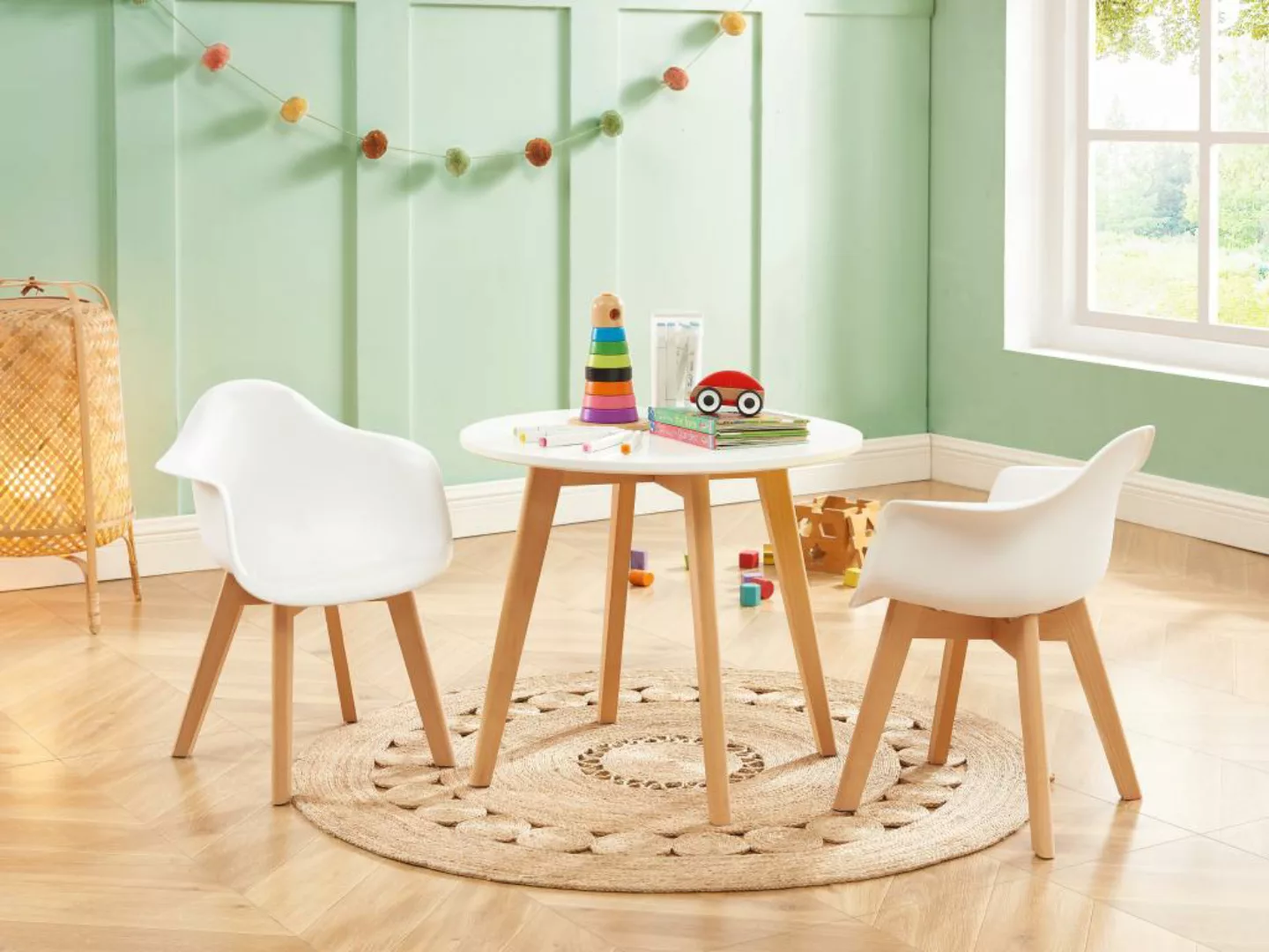 Set aus Kindertisch LOULOUNE + 2 Stühlen POUPINETTE - Weiß günstig online kaufen