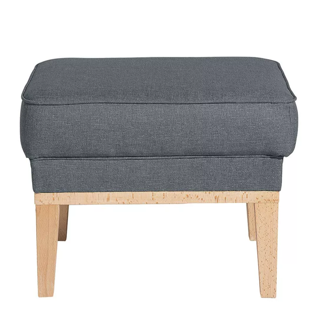 Hocker zum Sessel Jeansblau aus Flachgewebe Buche Massivholz günstig online kaufen