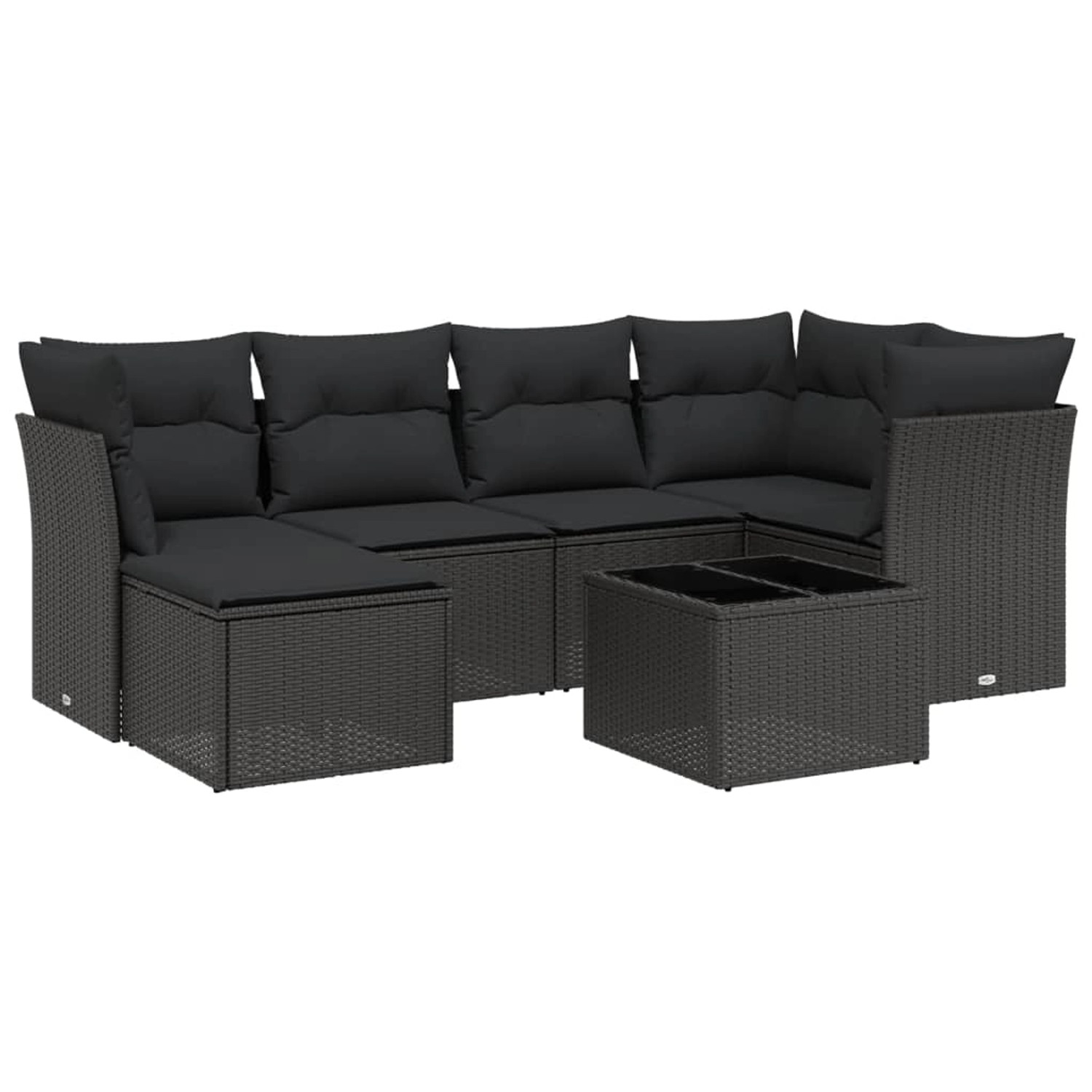 vidaXL 7-tlg Garten-Sofagarnitur mit Kissen Schwarz Poly Rattan Modell 199 günstig online kaufen