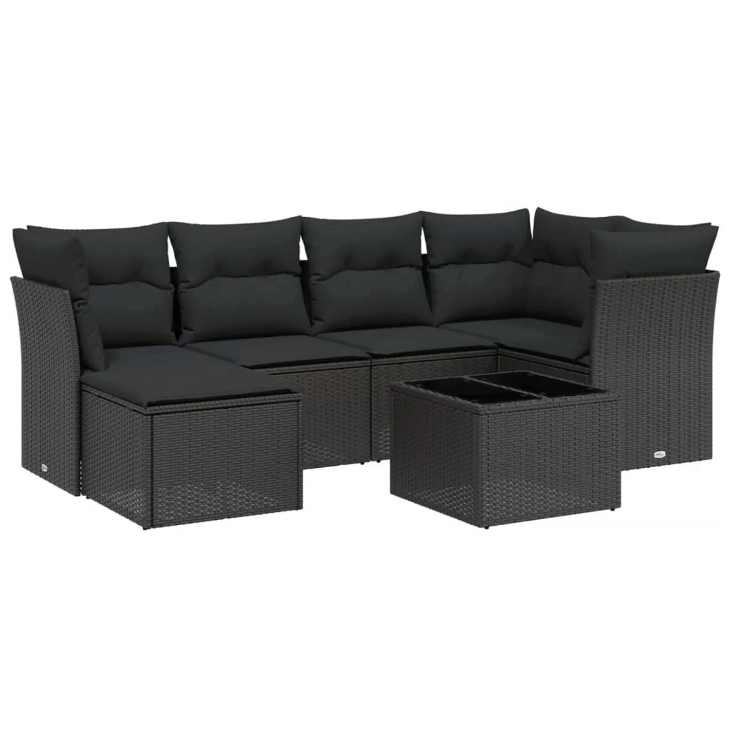 vidaXL 7-tlg Garten-Sofagarnitur mit Kissen Schwarz Poly Rattan Modell 199 günstig online kaufen