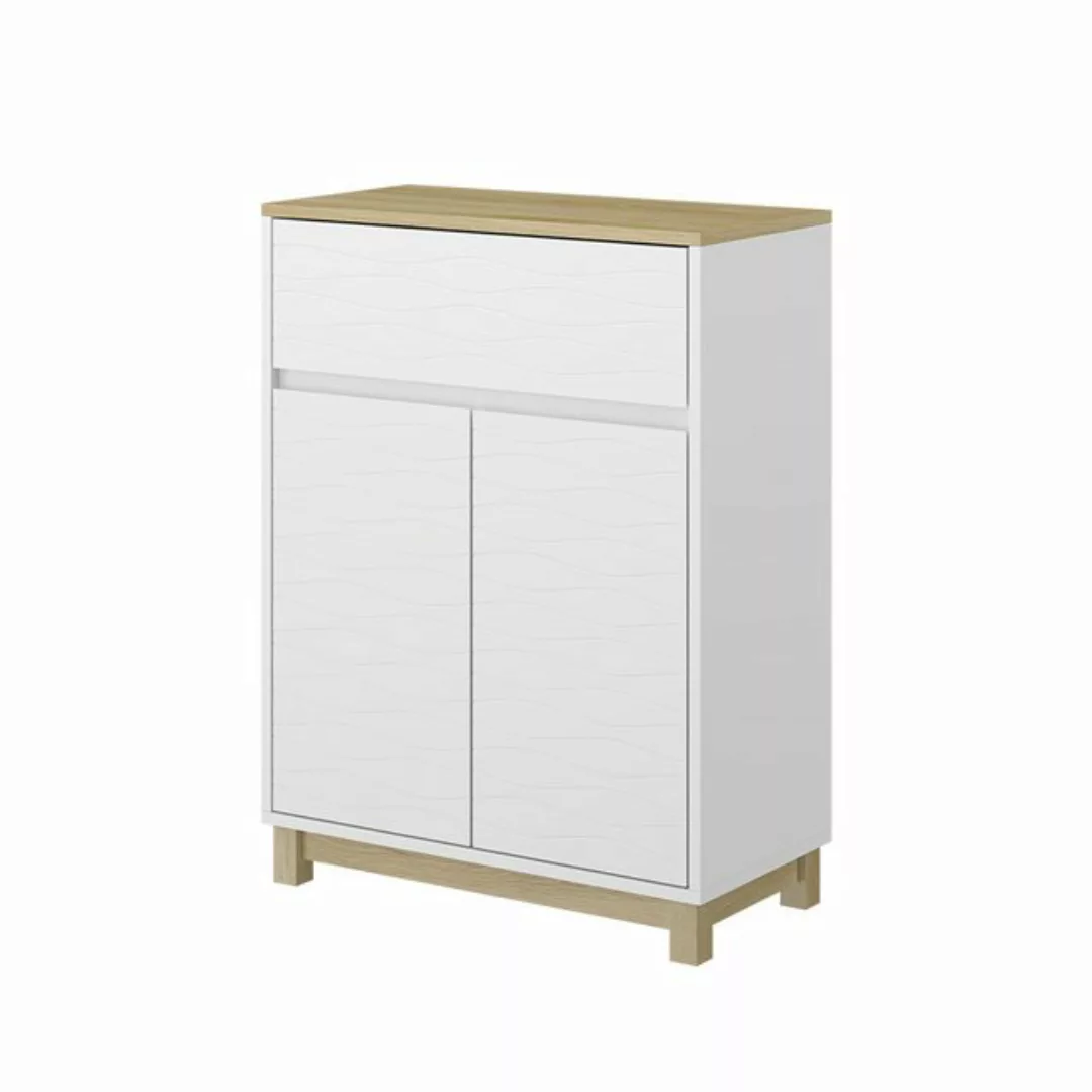 Vicco Midischrank Livia, Weiß/Holz, 60 x 80 cm mit Schublade günstig online kaufen