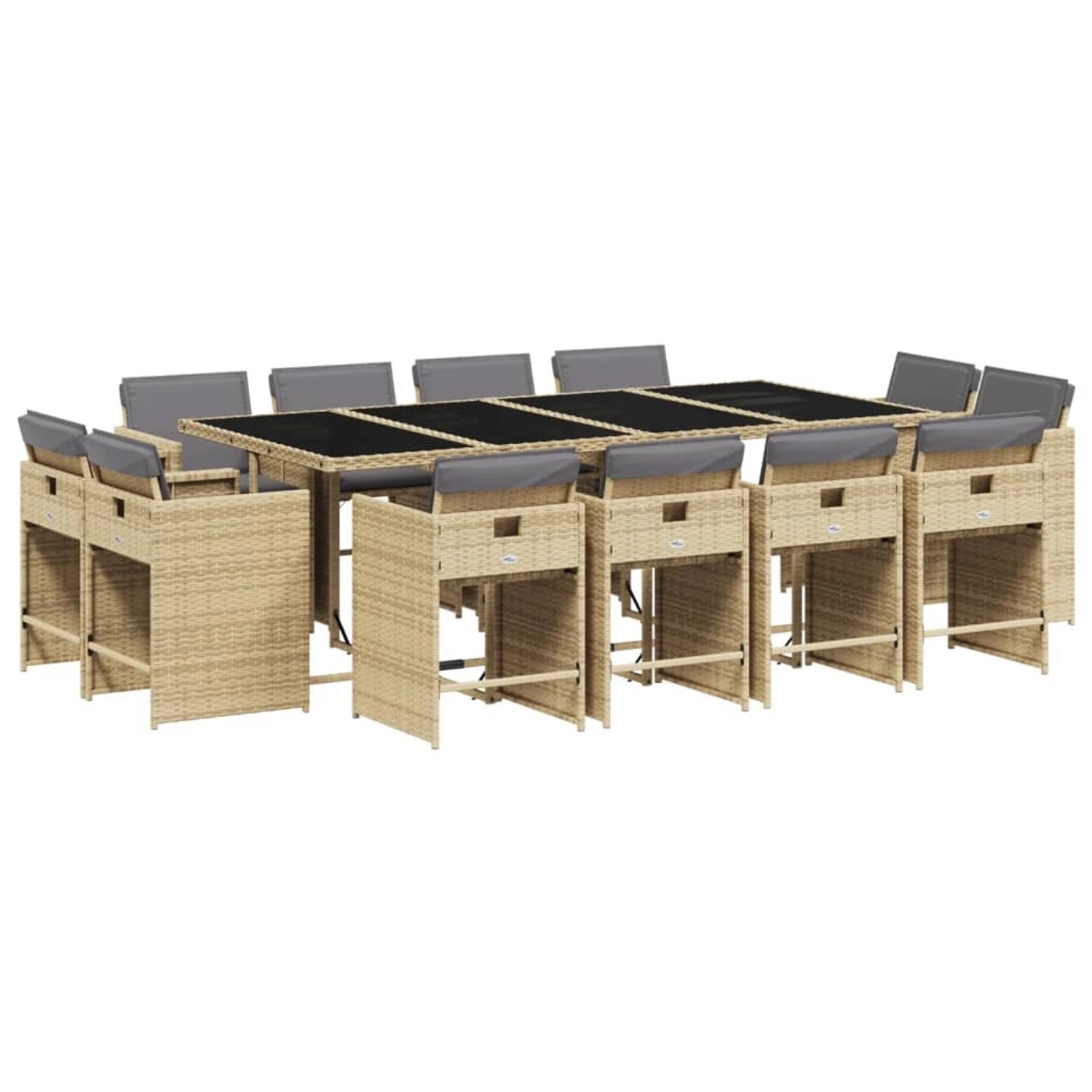 vidaXL 13-Tlg Garten-Essgruppe mit Kissen Beigemischung Poly Rattan 3211224 günstig online kaufen
