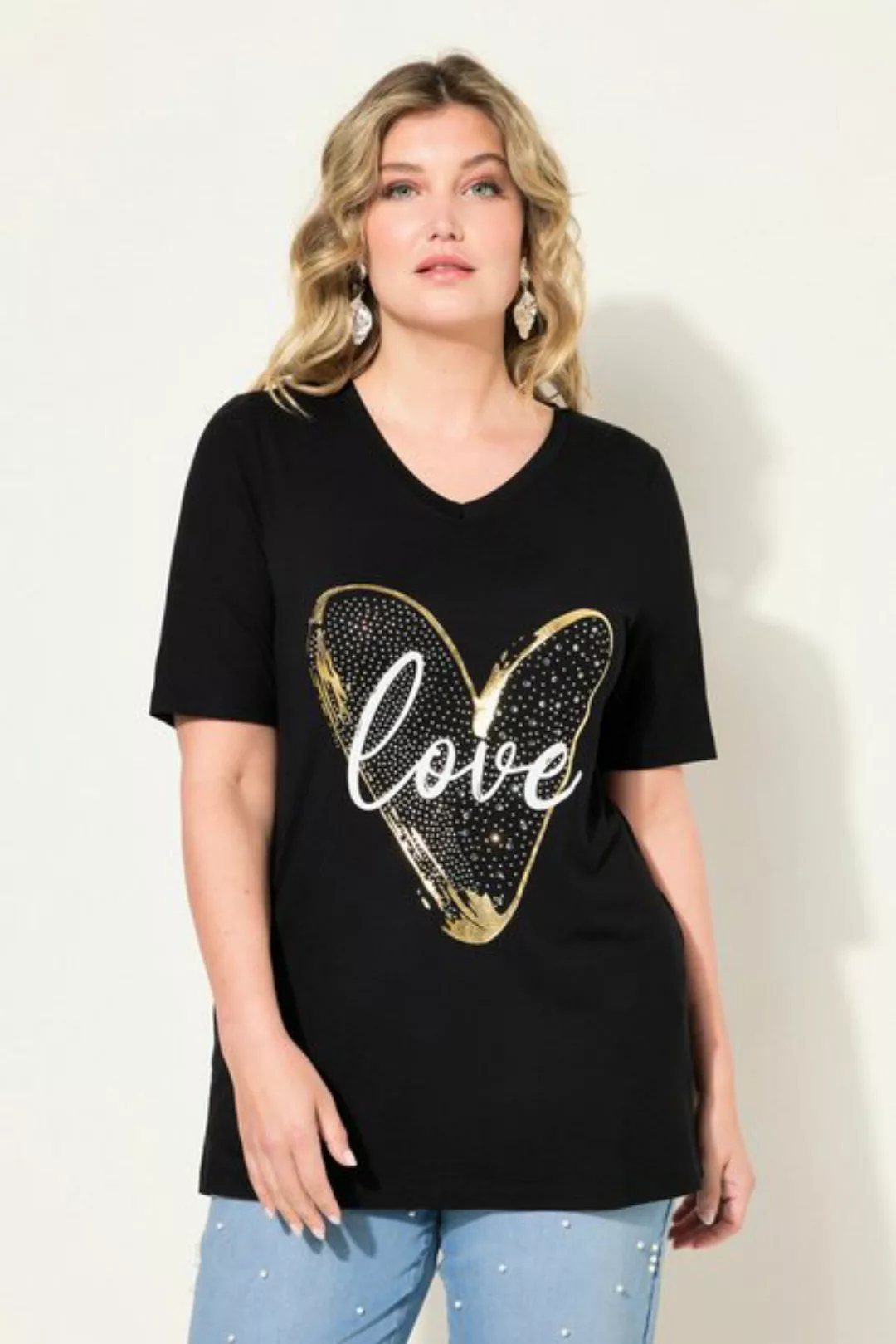 MIAMODA T-Shirt T-Shirt A-Linie LOVE Herz Halbarm günstig online kaufen