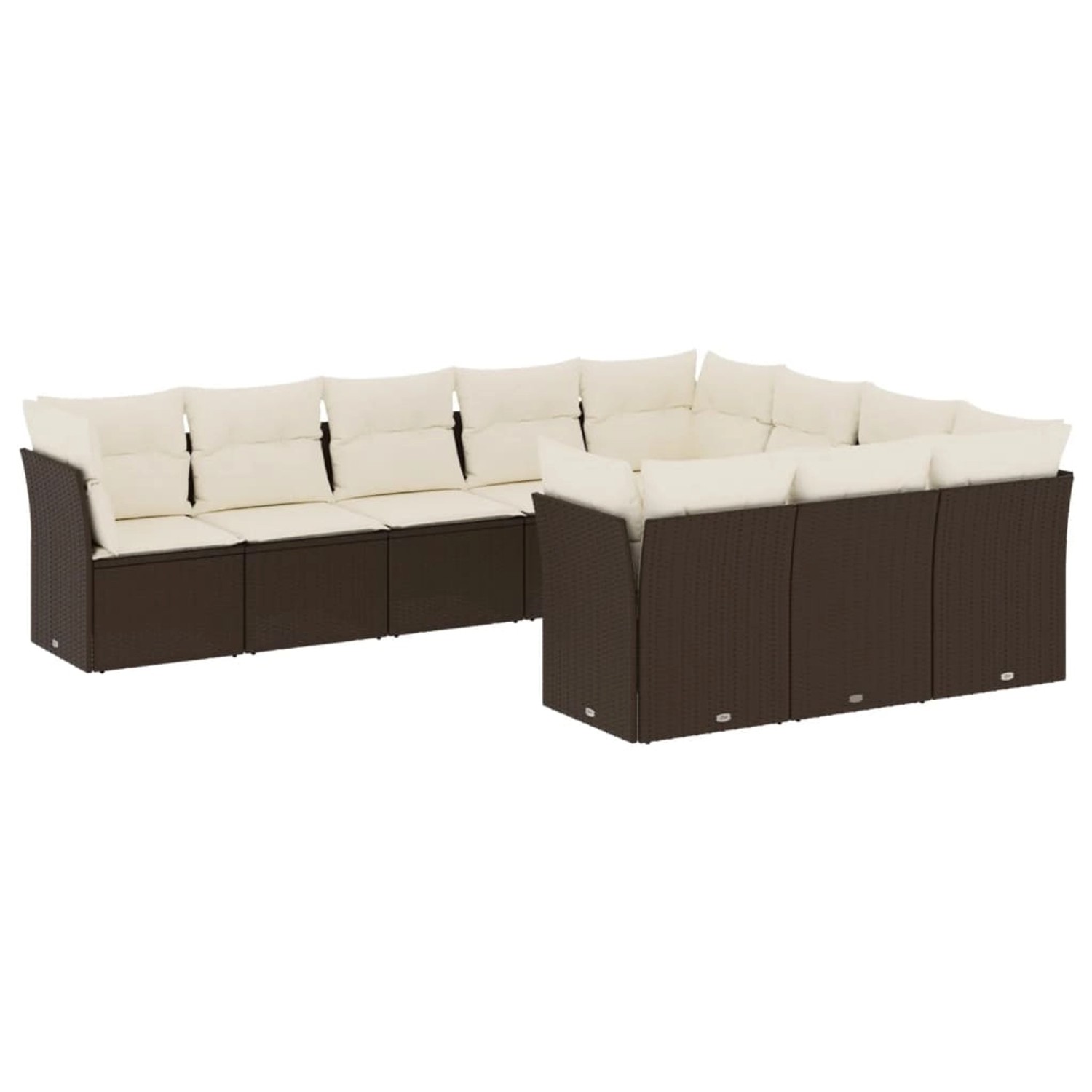 vidaXL 10-Tlg Garten-Sofagarnitur mit Kissen Braun Poly Rattan 3250062 günstig online kaufen