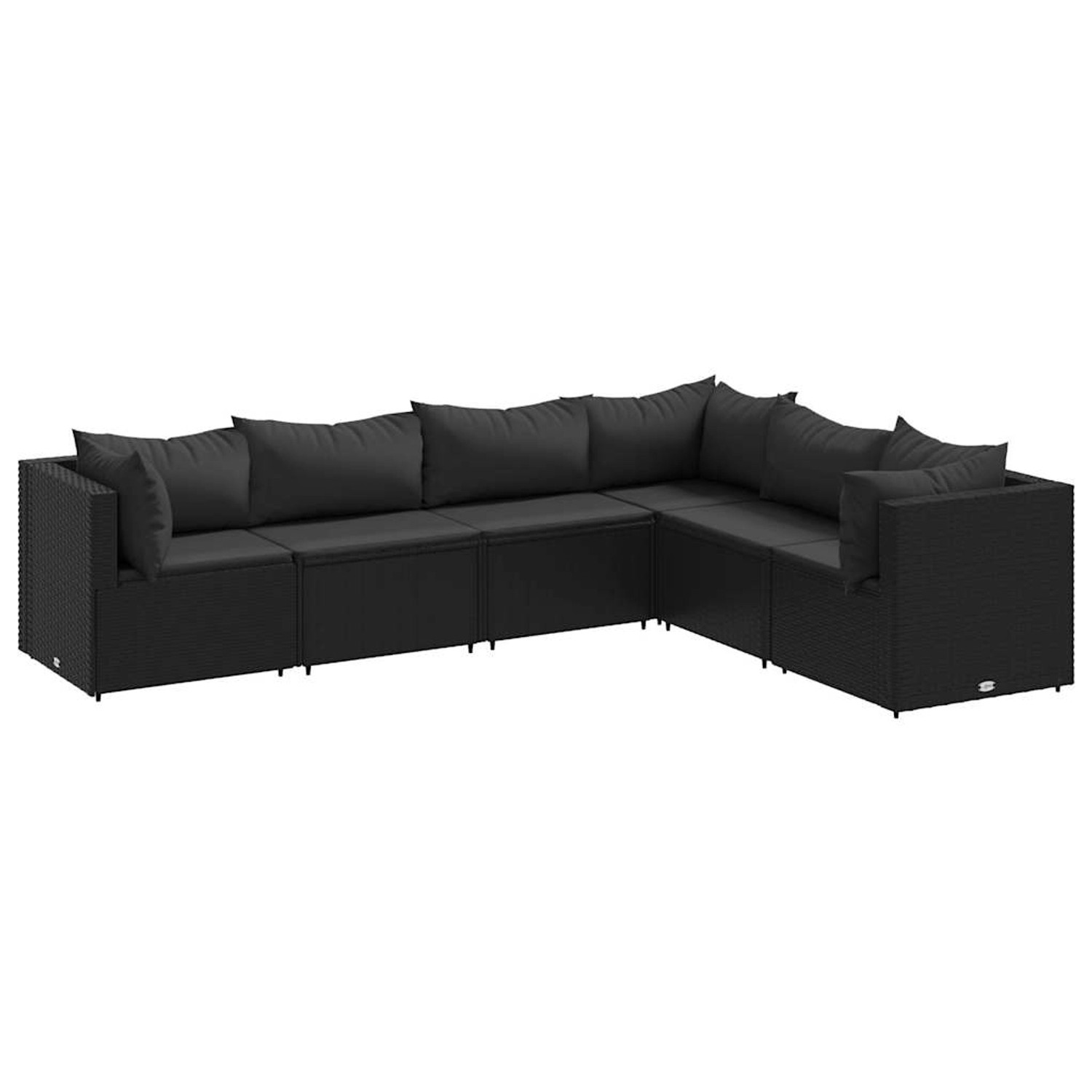 vidaXL 6-tlg Garten-Lounge-Set mit Kissen Schwarz Poly Rattan Modell 39 günstig online kaufen