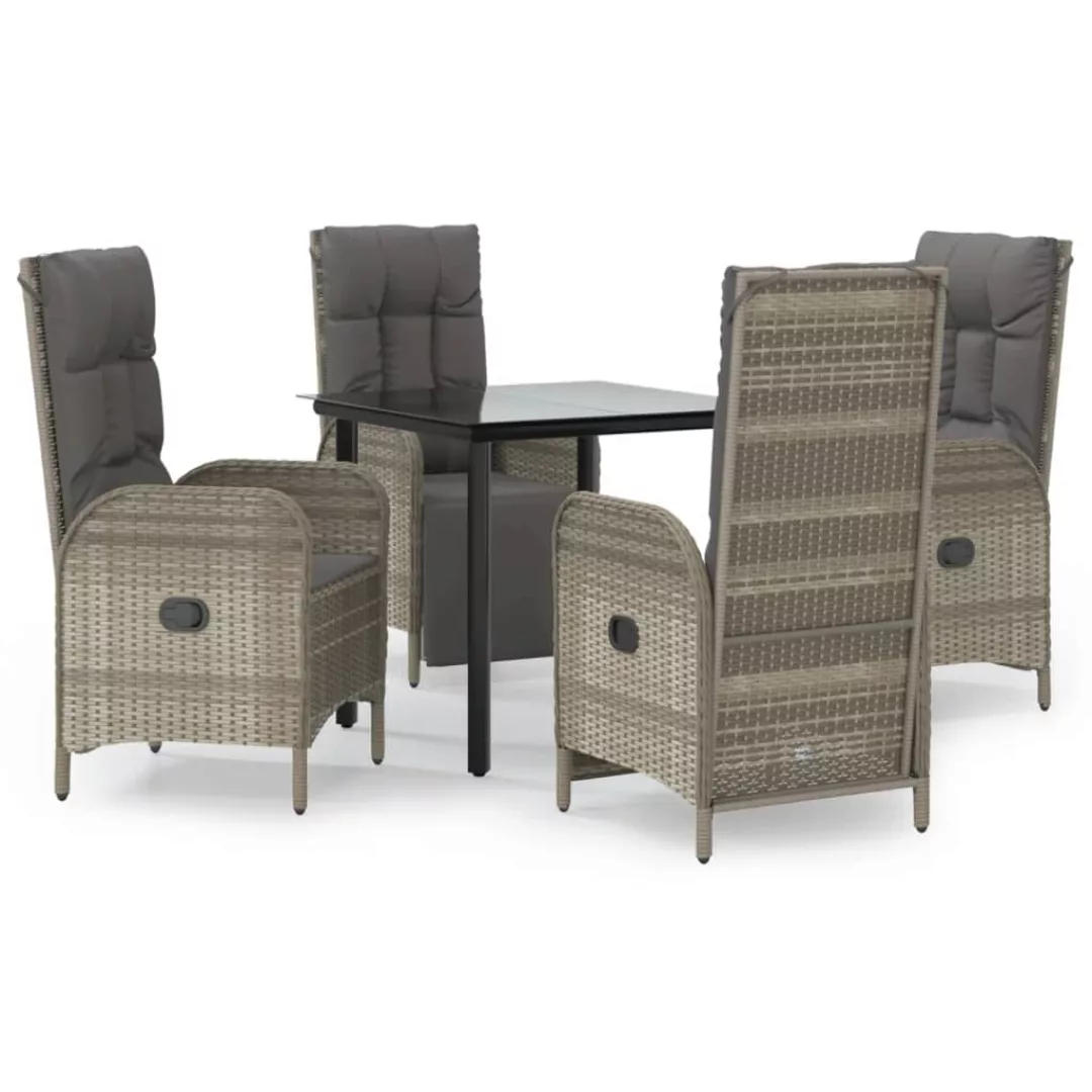 Vidaxl 5-tlg. Garten-lounge-set Mit Kissen Schwarz Grau Poly Rattan günstig online kaufen