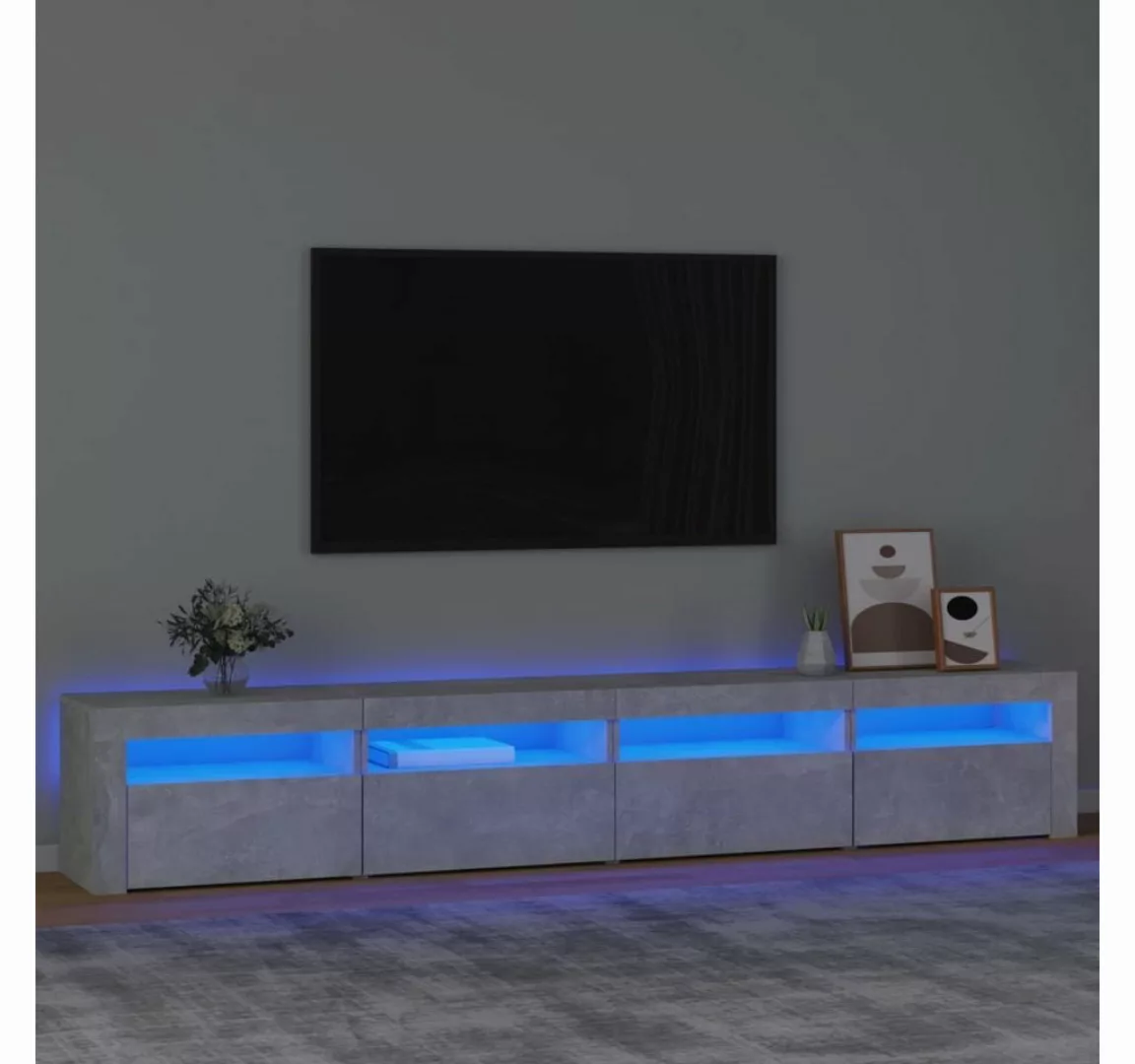 vidaXL TV-Schrank TV-Schrank mit LED-Leuchten Betongrau 240x35x40 cm (1-St) günstig online kaufen
