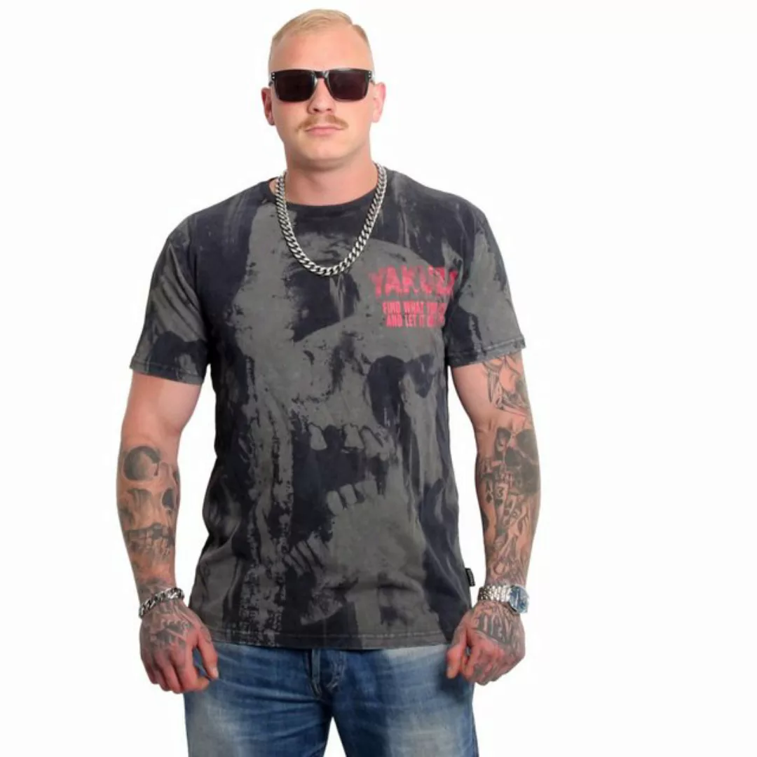 YAKUZA T-Shirt Crashed Skull in angesagter Acid Waschung günstig online kaufen