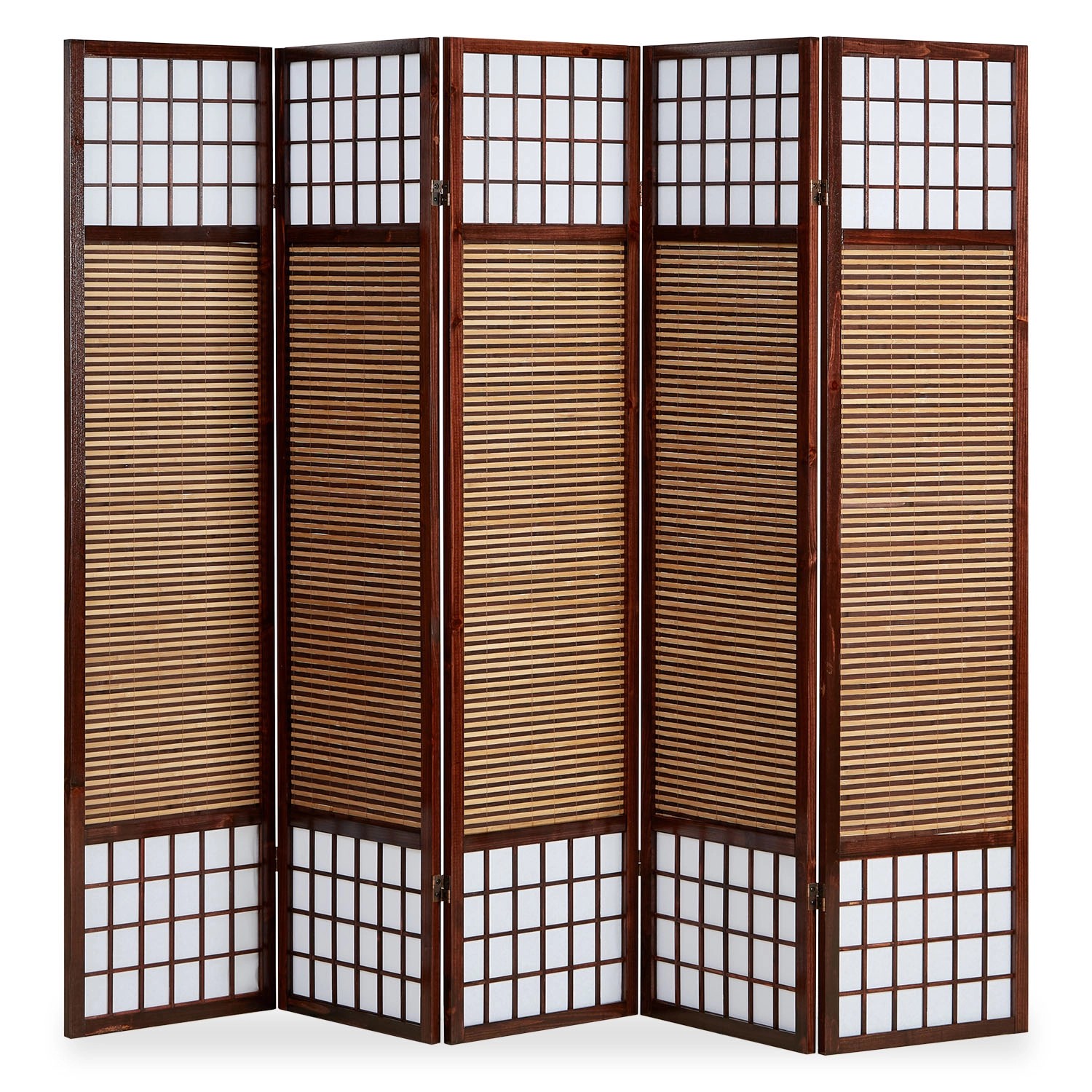 Homestyle4u 5-tlg. Paravent in Braun 220x175 cm 90 günstig online kaufen