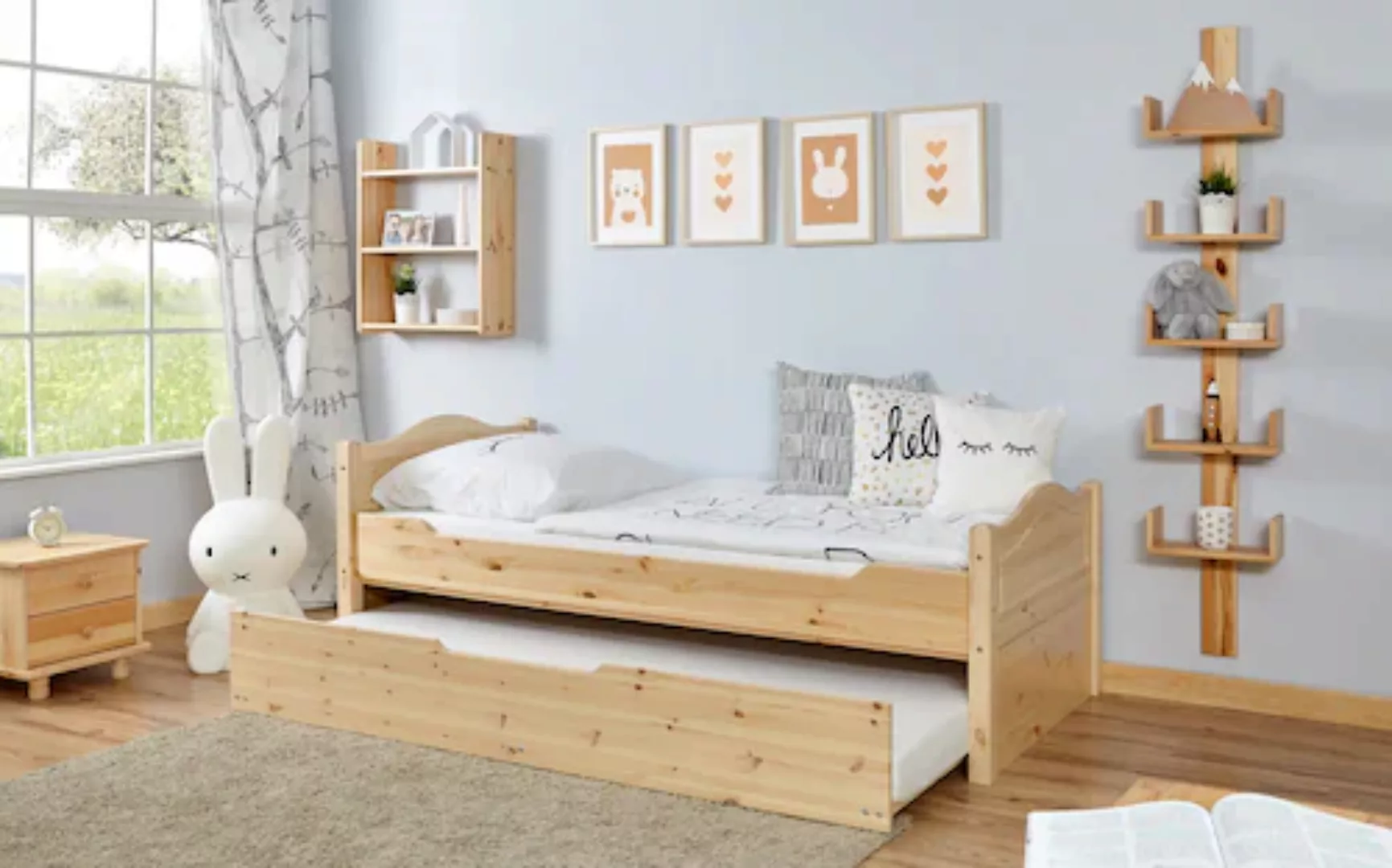 Ticaa Jugendbett "Leni", Einzelbett, inkl. Zusatzbett und Rollrost günstig online kaufen