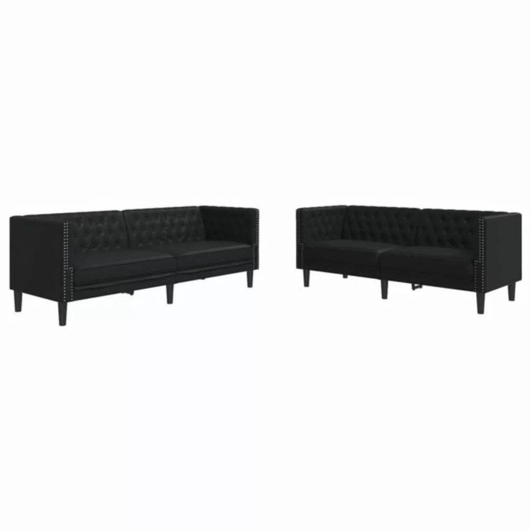 vidaXL Sofa 2-tlg. Chesterfield-Sofa-Set Schwarz Kunstleder günstig online kaufen