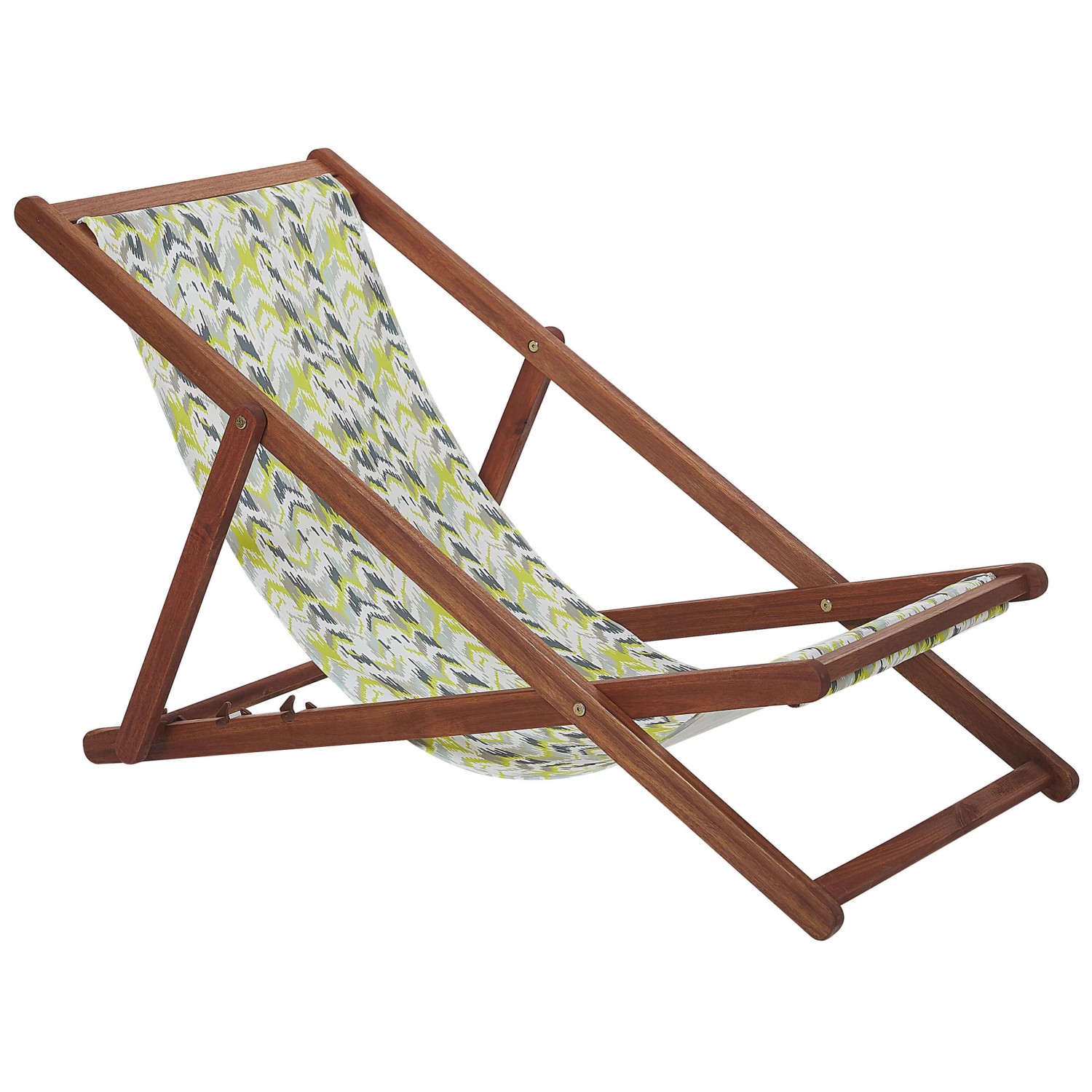 Beliani Gartenliege Bunt Weiss Dunkler Holzfarbton Grau Gelb 97x54x70 günstig online kaufen