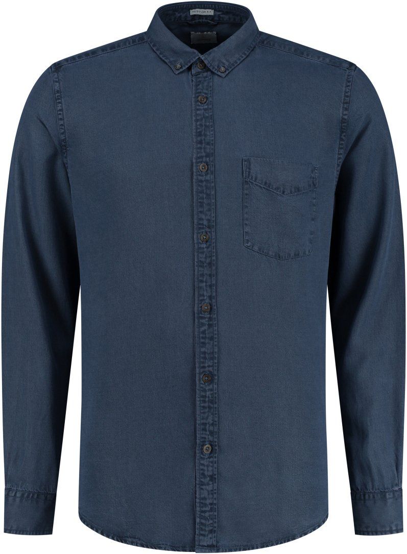 Dstrezzed Hemd Garment Dyed Tencel Dunkelblau - Größe M günstig online kaufen