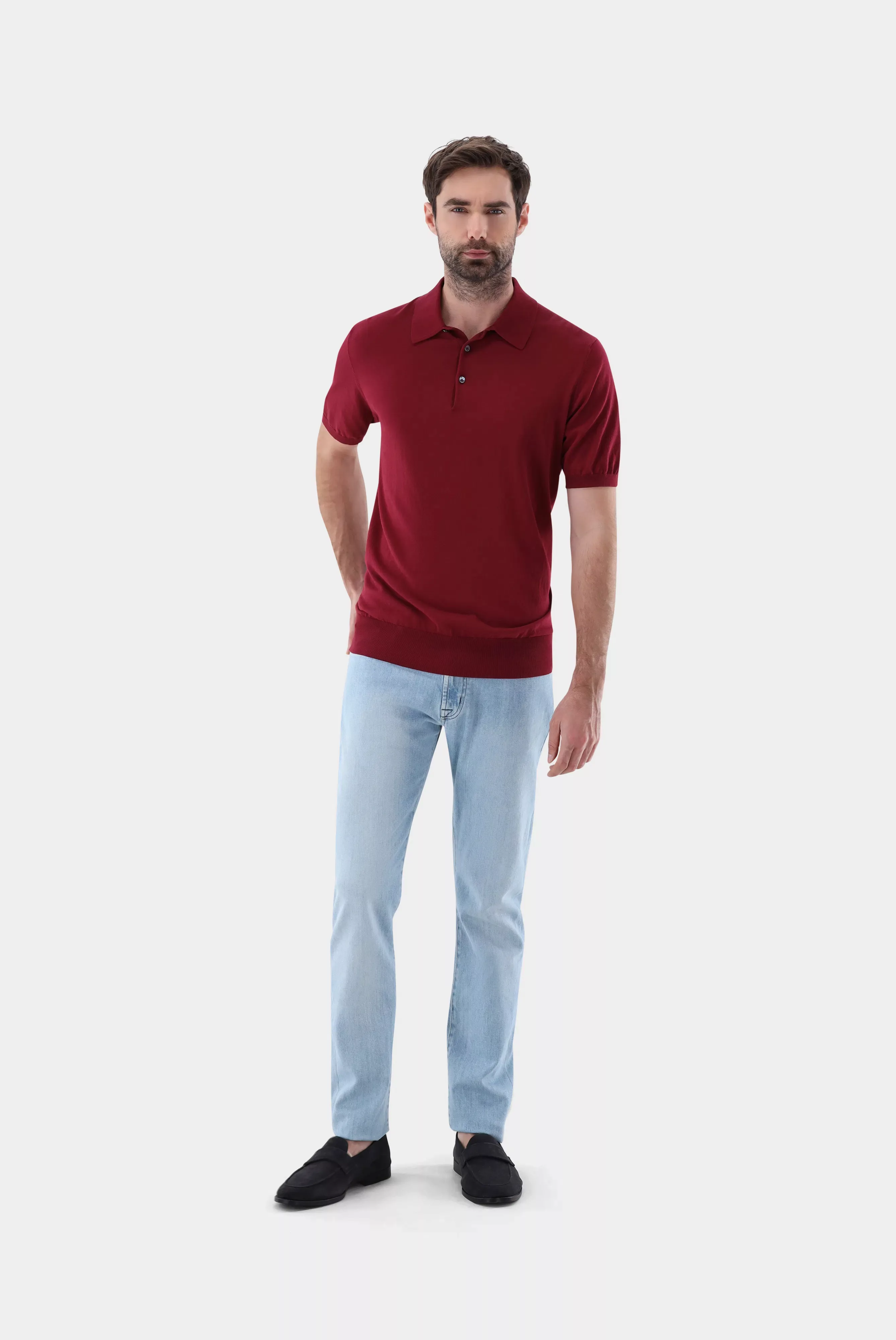 Strick Polo-Shirt aus Air Cotton günstig online kaufen