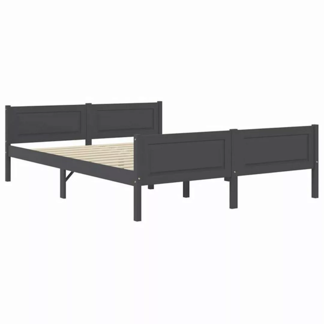 vidaXL Bettgestell Massivholzbett Kiefer Grau 160x200 cm Doppelbett Bett Be günstig online kaufen