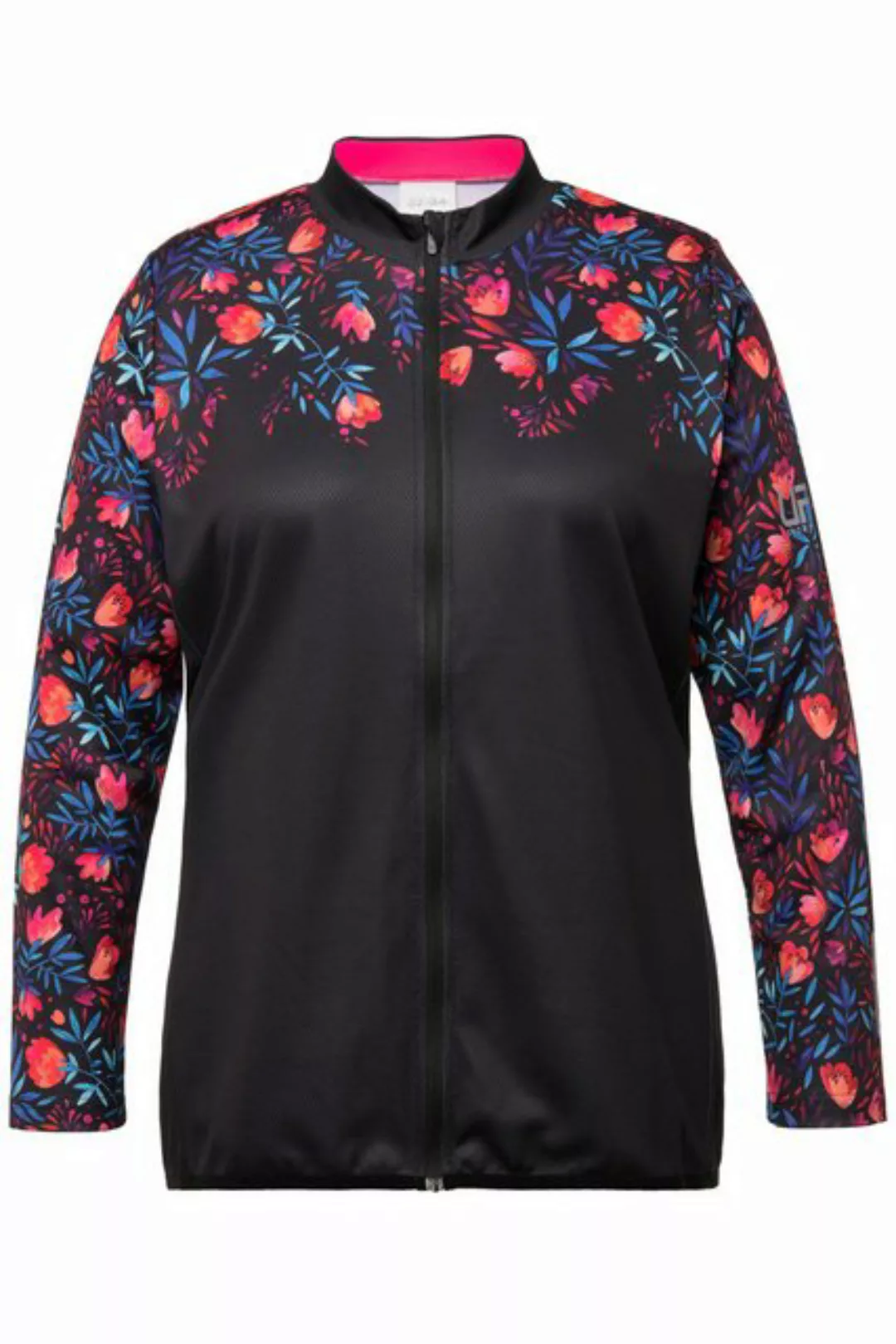 Ulla Popken Shirtjacke Radfahr-Trikot Blumen Slim Stehkragen Zipper günstig online kaufen