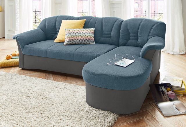 DOMO collection Ecksofa »Elva, zeitlose Formensprache, elegante Rückenstepp günstig online kaufen