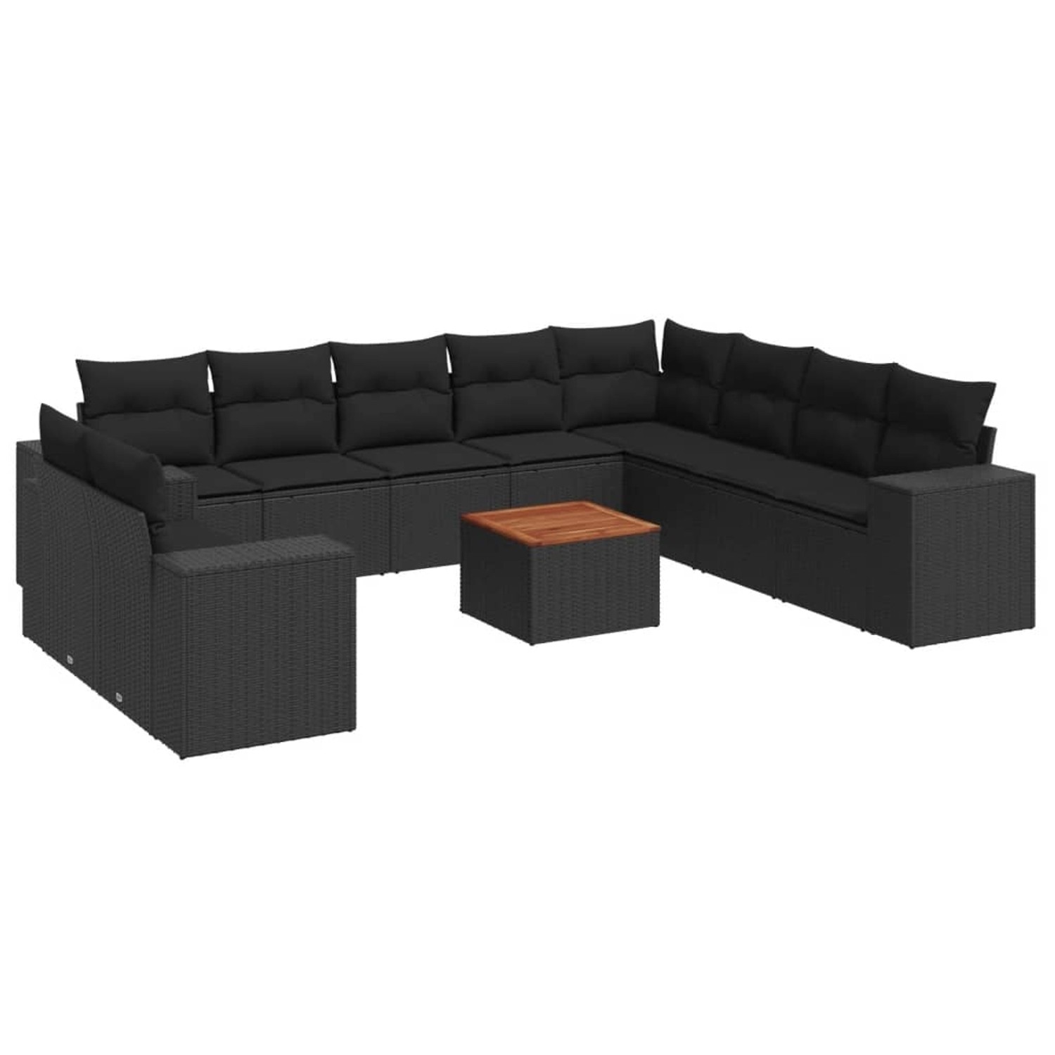vidaXL 11-Tlg Garten-Sofagarnitur mit Kissen Schwarz Poly Rattan 3257847 günstig online kaufen