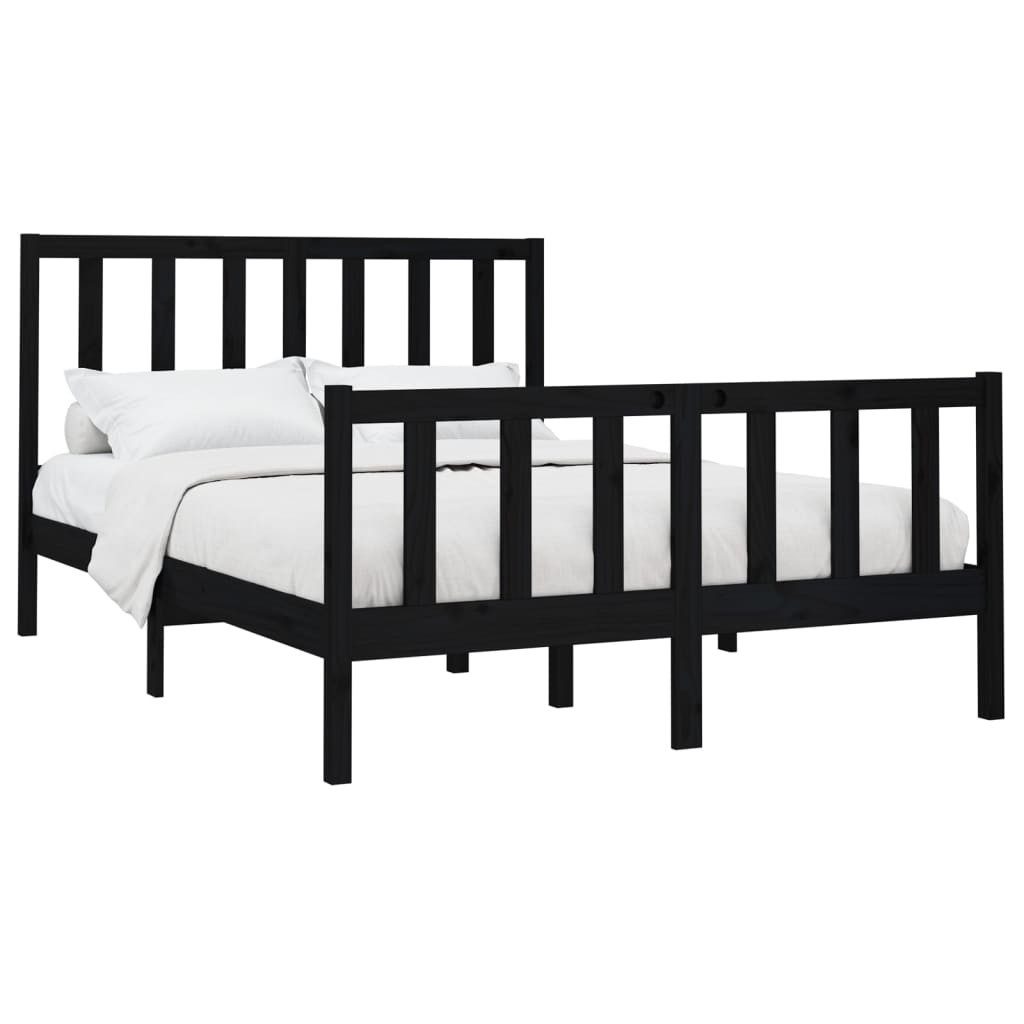 vidaXL Bett Massivholzbett Schwarz Kiefer 140x190 günstig online kaufen