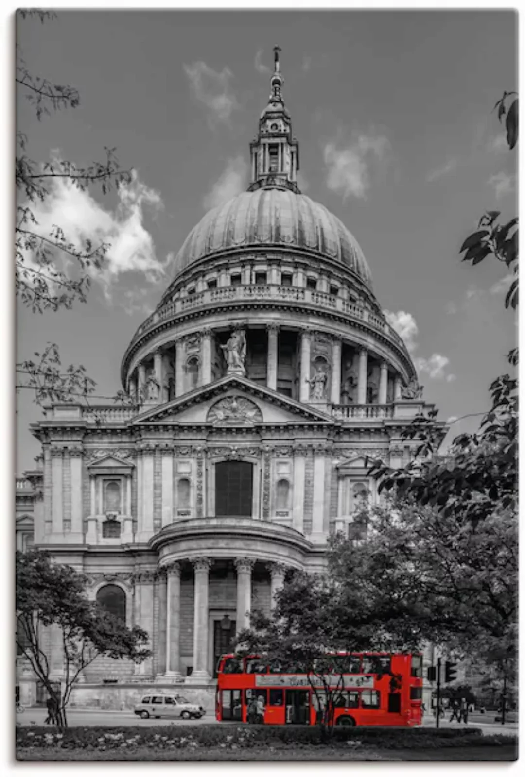 Artland Leinwandbild "London St. Paul’s Cathedral & Roter Bus", London, (1 günstig online kaufen