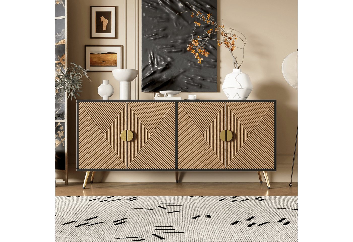 Furnishings Home Beistellschrank 160cm Luxuriöses Sideboard mit 4 Türen und günstig online kaufen