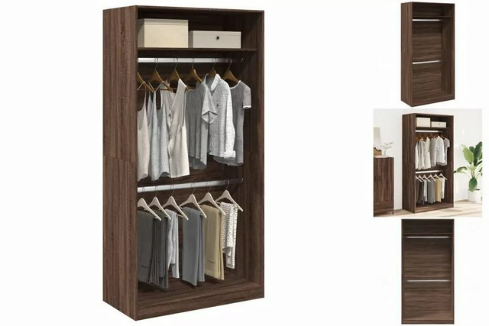 vidaXL Kleiderschrank Kleiderschrank Braun Eiche-Optik 100x50x200 cm Holzwe günstig online kaufen