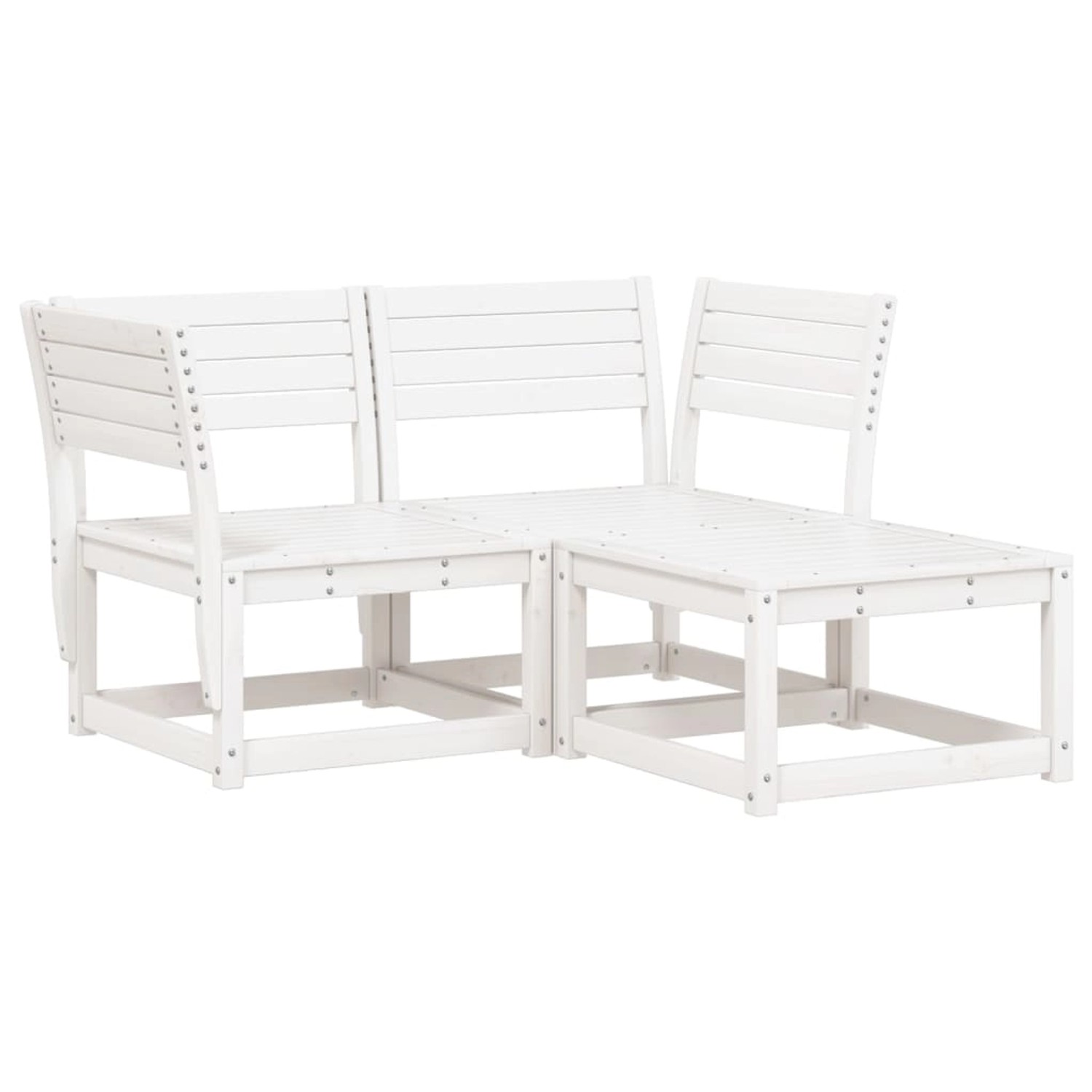 vidaXL 3-Tlg Garten-Sofagarnitur Weiß Massivholz Kiefer 3216986 günstig online kaufen