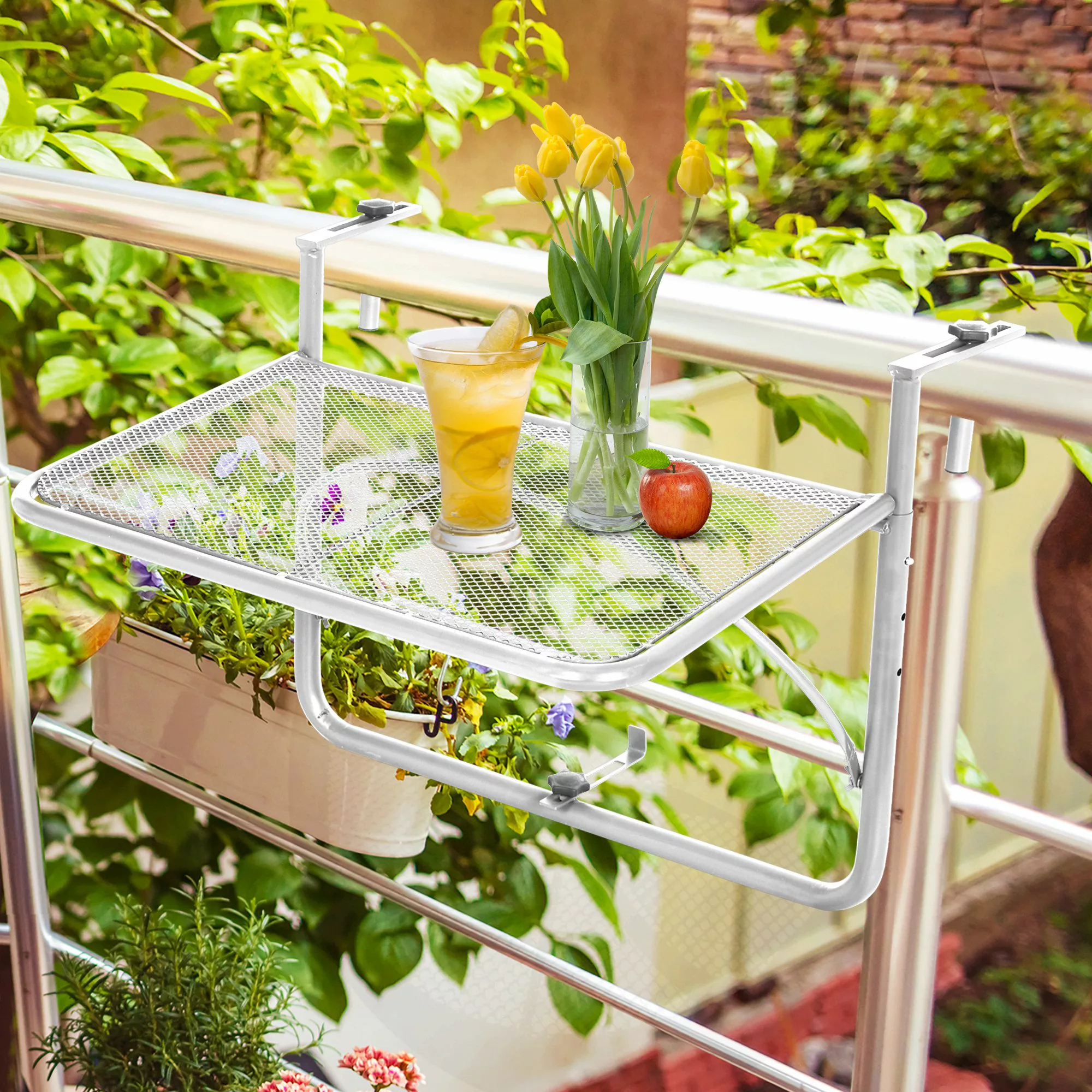 Outsunny Balkonhängetisch Gartentisch höhenverstellbar viereckig Terrasse M günstig online kaufen