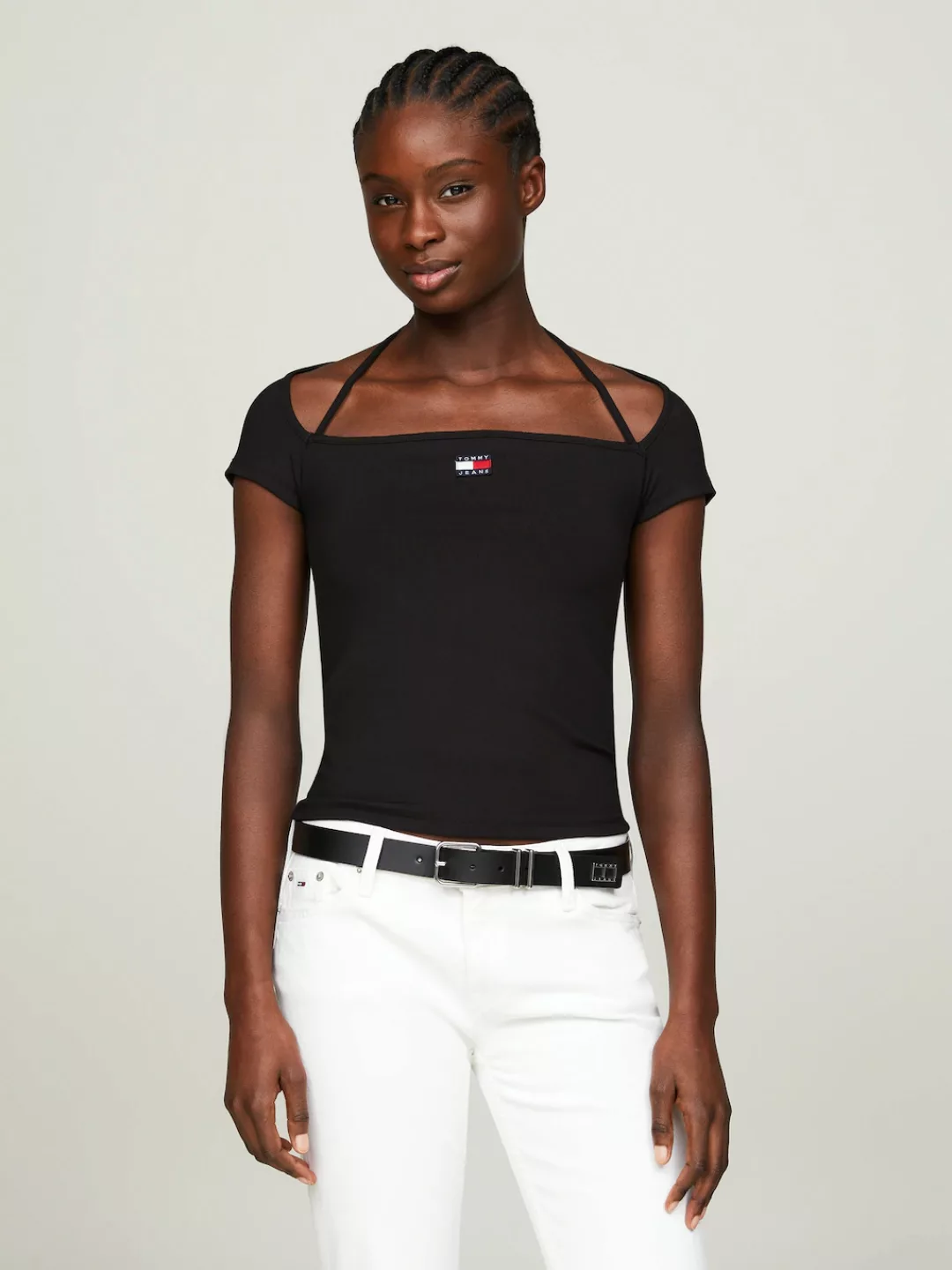Tommy Jeans Curve T-Shirt "TJW SLIM RIB BADGE STRAP SS EXT", Große Größen günstig online kaufen