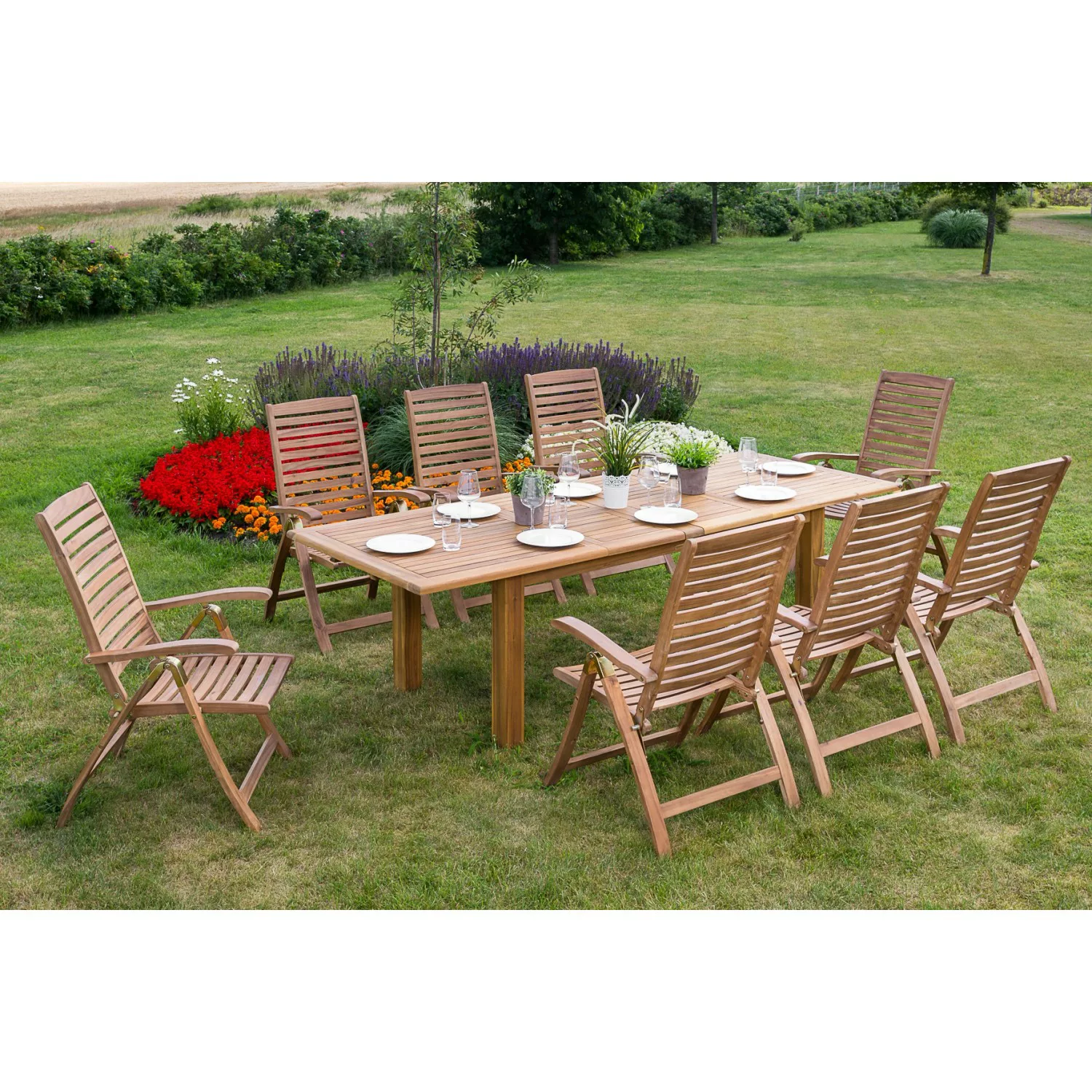 Gartenmöbel-Set Paraiba 9-tlg. Braun inkl. Tisch 180/220/260 cm x 100 cm günstig online kaufen