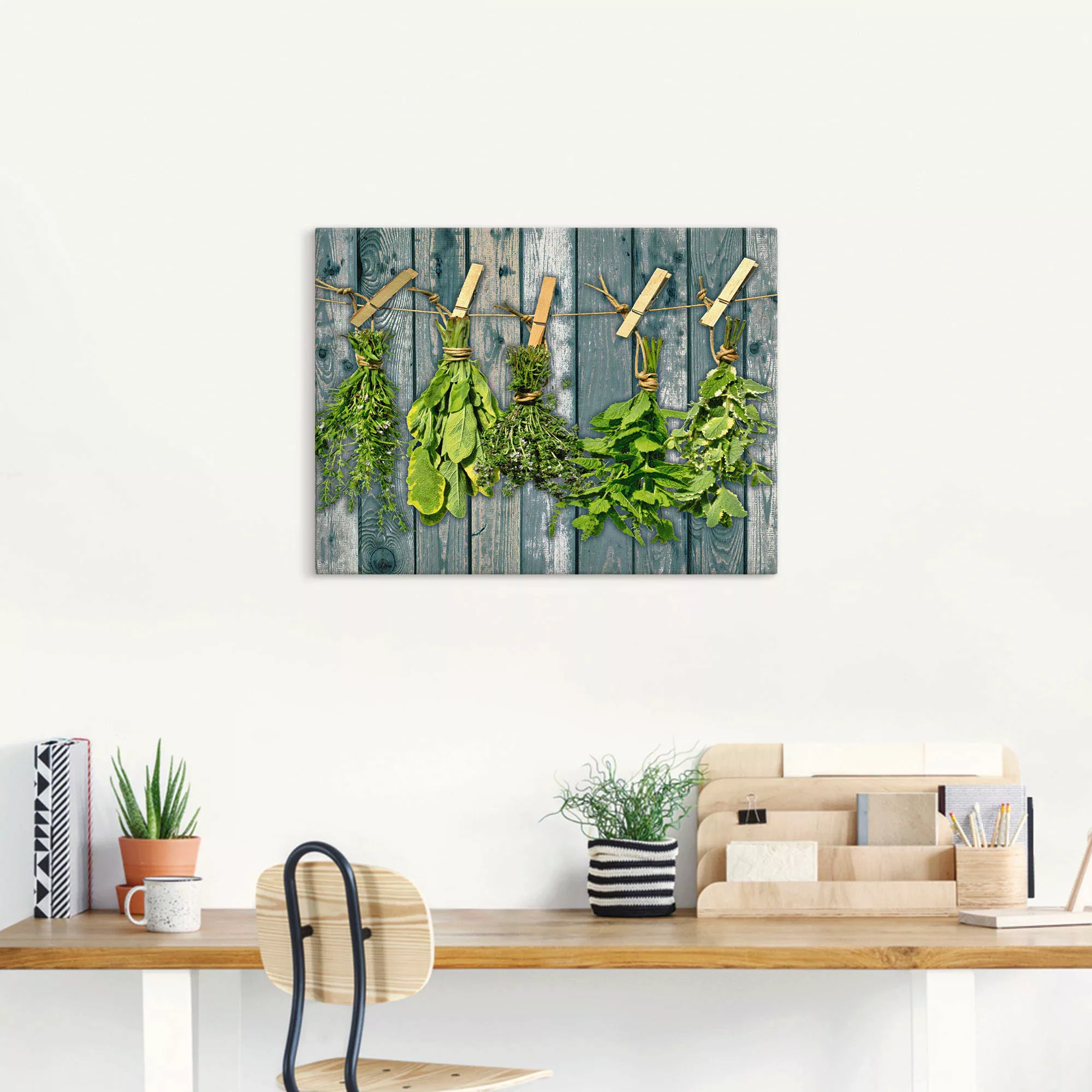 Artland Wandbild »Kräuter mit Holzoptik«, Pflanzen, (1 St.), als Alubild, O günstig online kaufen