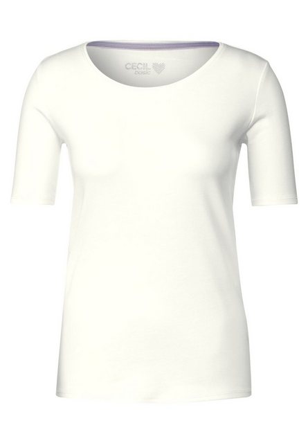 Cecil T-Shirt Cecil T-Shirt einfarbig in Vanilla White (1-tlg) Nicht Vorhan günstig online kaufen