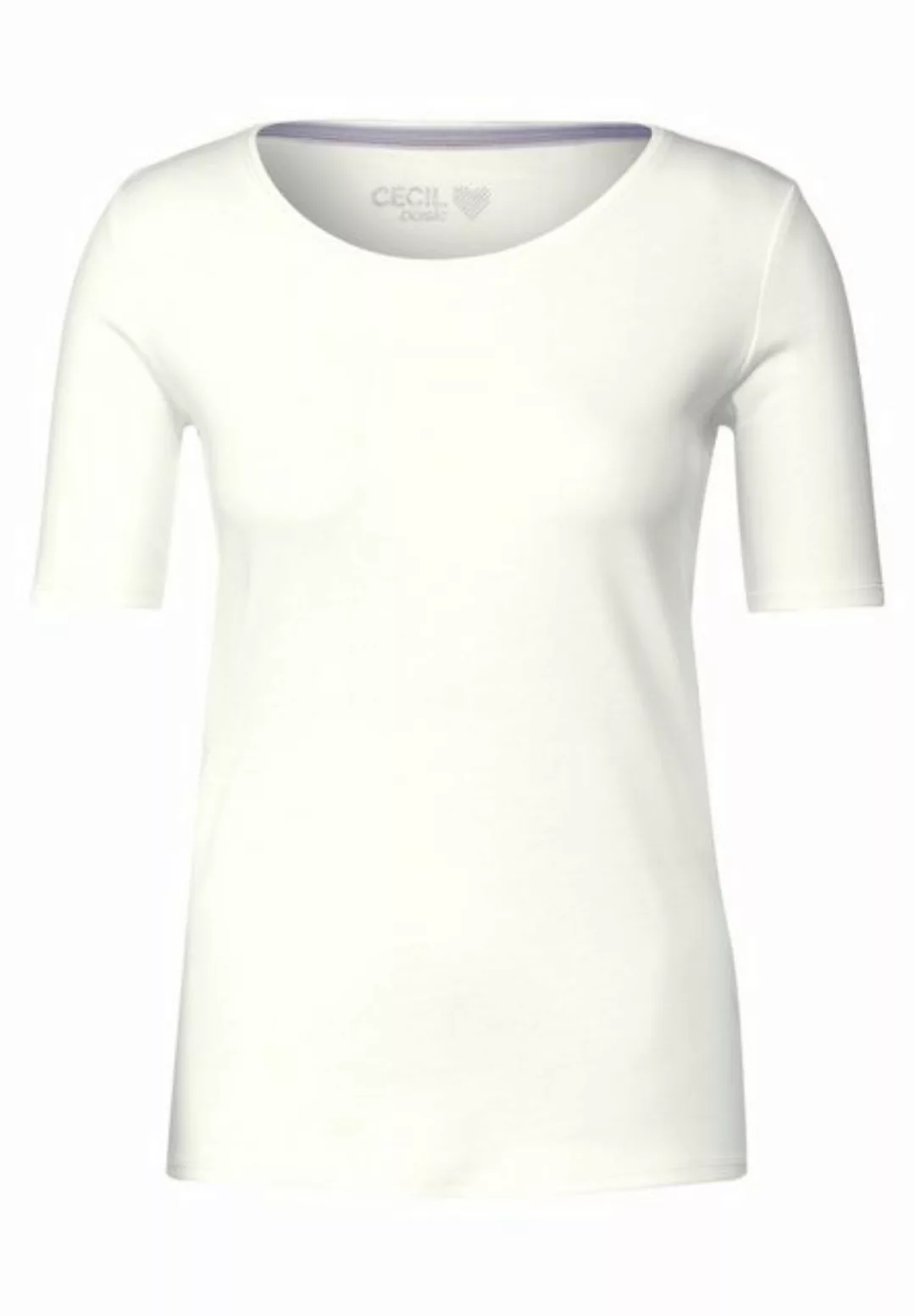 Cecil T-Shirt Cecil T-Shirt einfarbig in Vanilla White (1-tlg) Nicht Vorhan günstig online kaufen