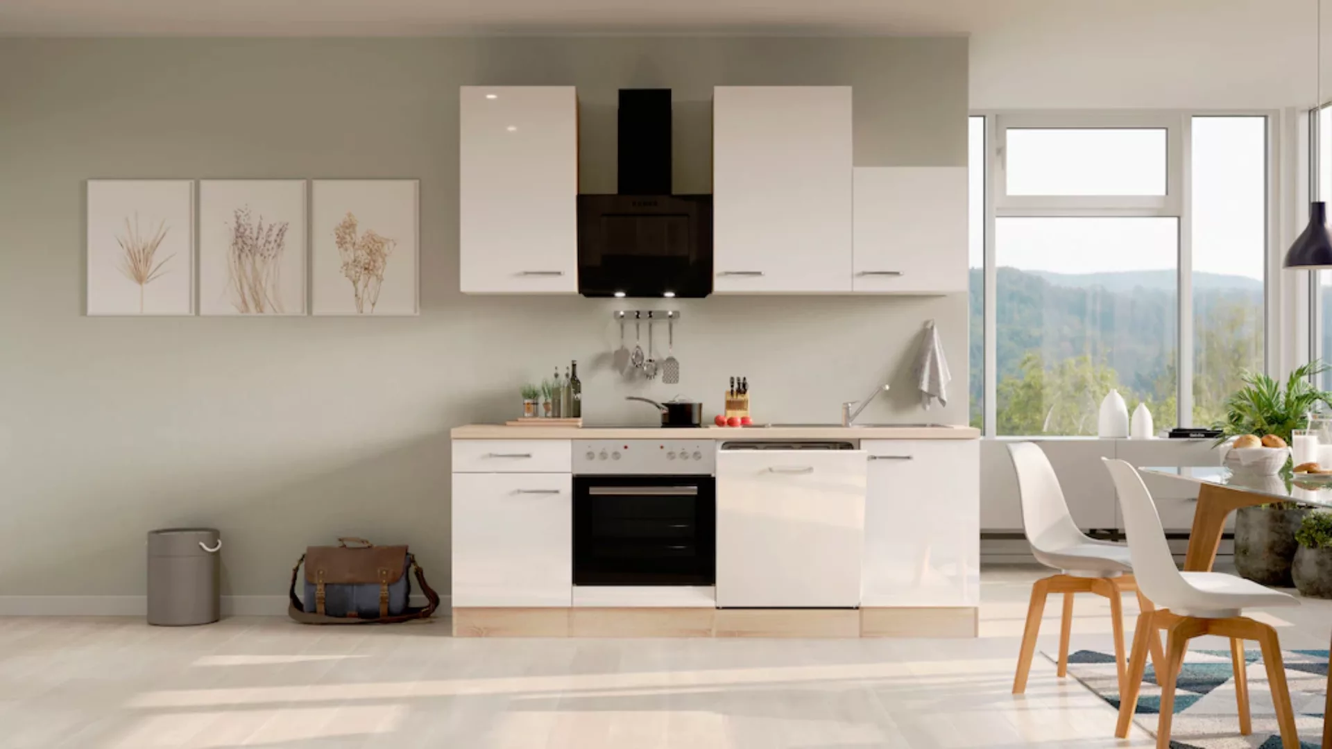 Flex-Well Küche »Florenz«, mit E-Geräten, Breite 220 cm, in vielen Farbvari günstig online kaufen