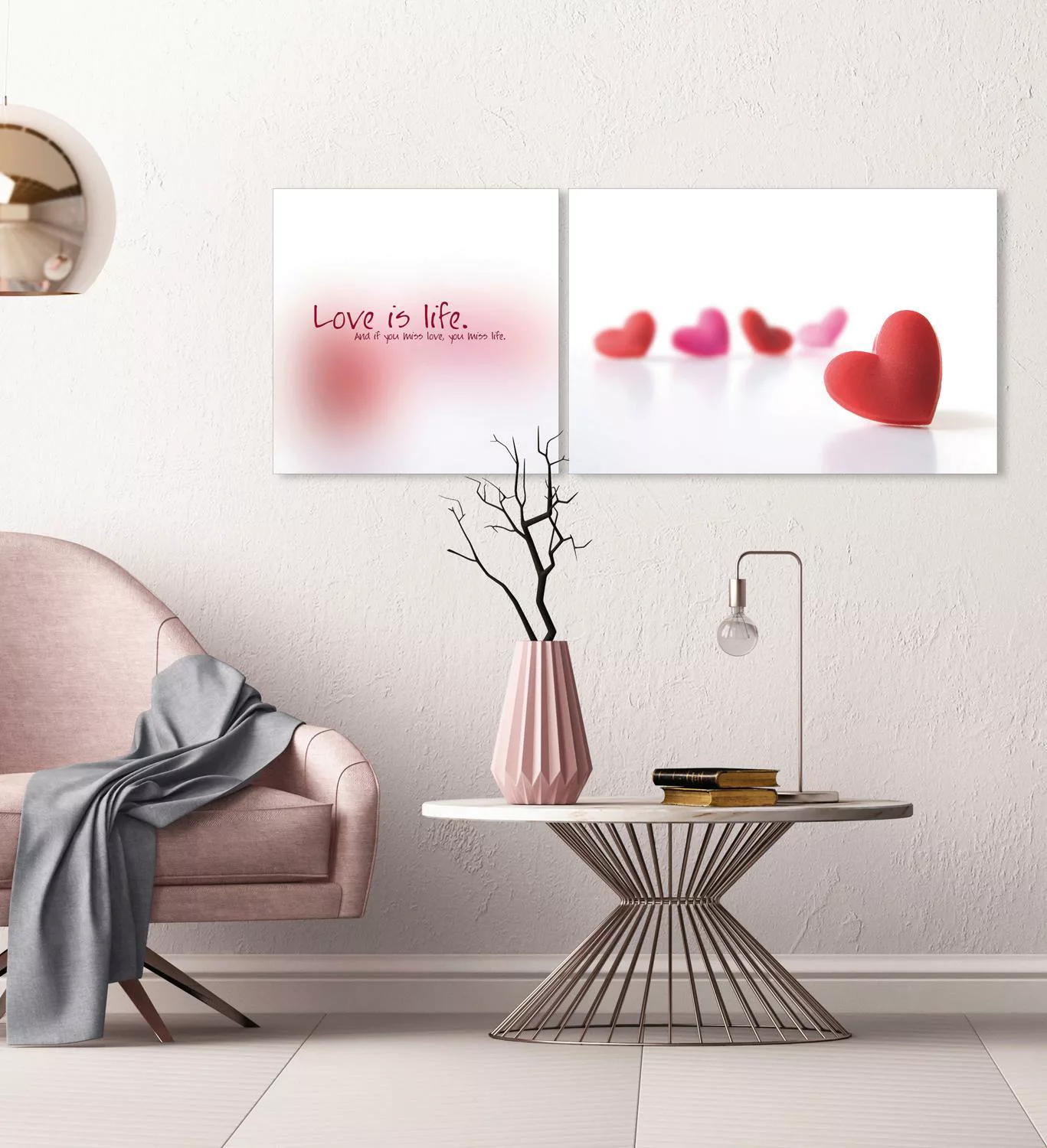 queence Leinwandbild »Love is Life«, (Set), 2er-Set günstig online kaufen