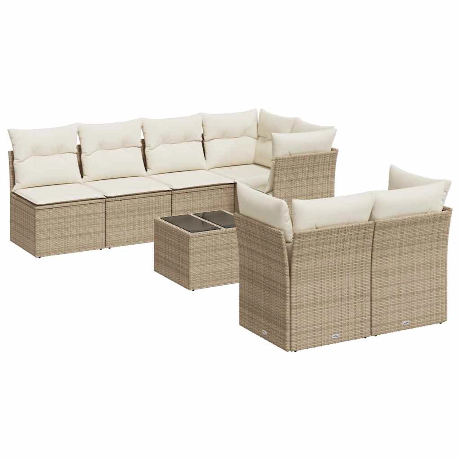 vidaXL 8-Tlg Garten-Sofagarnitur mit Kissen Beige Poly Rattan 3217298 günstig online kaufen