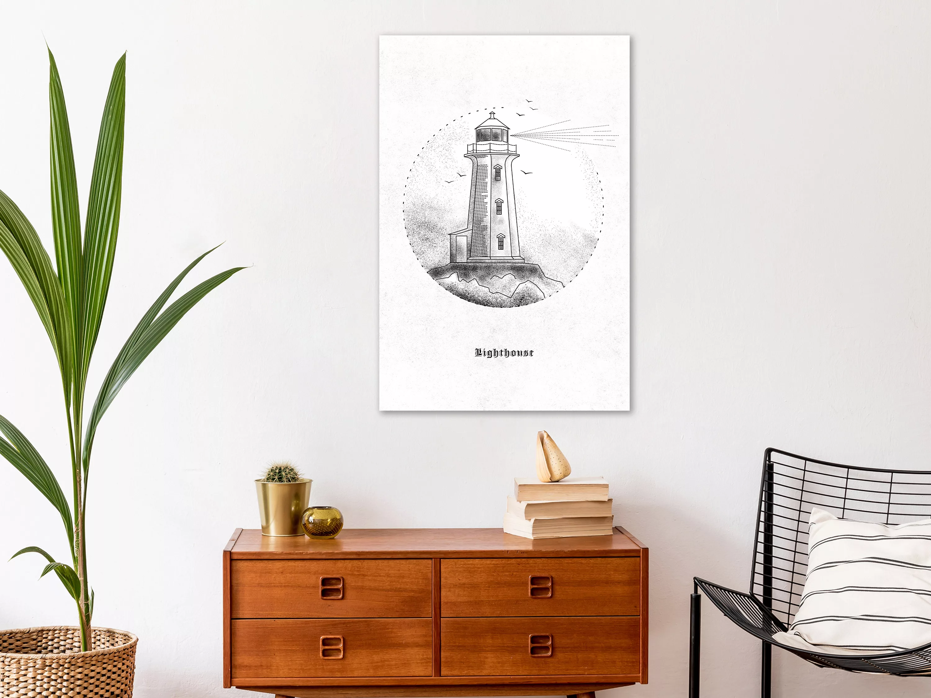 Wandbild - Black And White Lighthouse (1 Part) Vertical günstig online kaufen