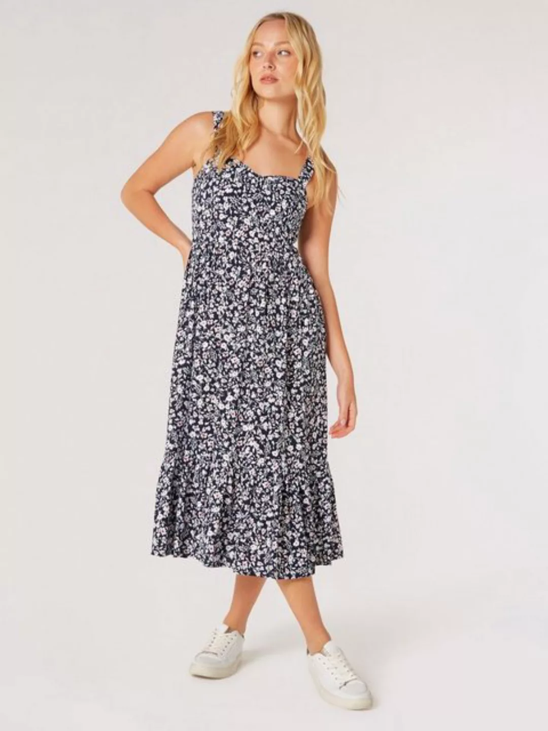 Apricot Midikleid Floral Silhouette Dress, mit Trägern günstig online kaufen