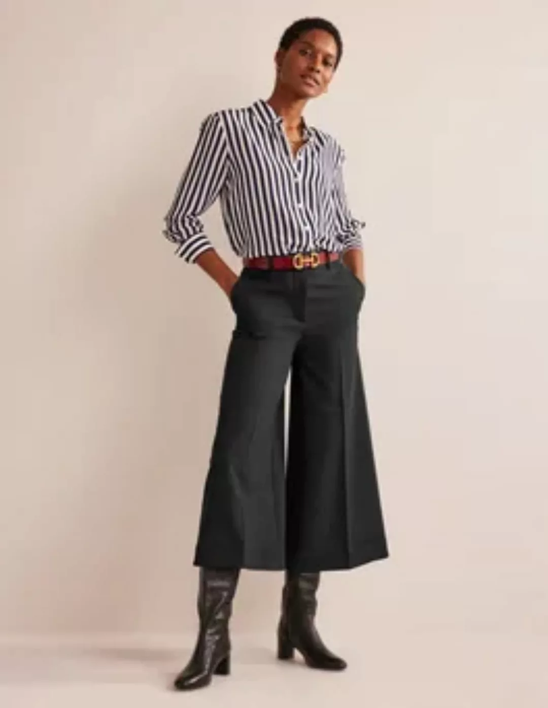 Fließende Culottes mit weitem Bein Damen Boden, Schwarz günstig online kaufen